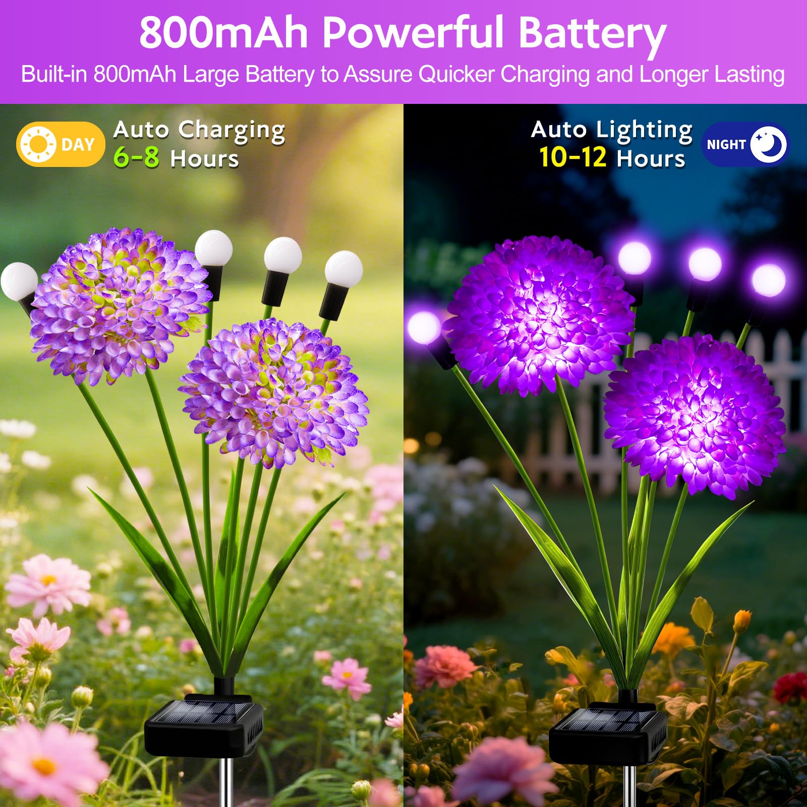 Solar Garden Lights  6 Pack Solar Purple Swaying Firefly Lights With Flowers  Waterproof Purple Halloween Flowers Light Outdoor For Garden Patio Yard Fall Decoration  Gifts For Women Mother S Day