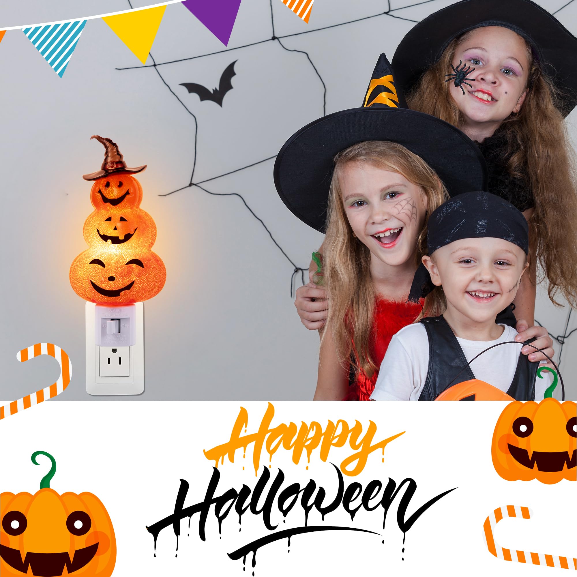 Meonum Halloween Pumpkin Bubble Night Light Plug Into Wall, Bright Orange Pumpkin Fall Seasonal Light Powered by C7 LED Bulb Dec