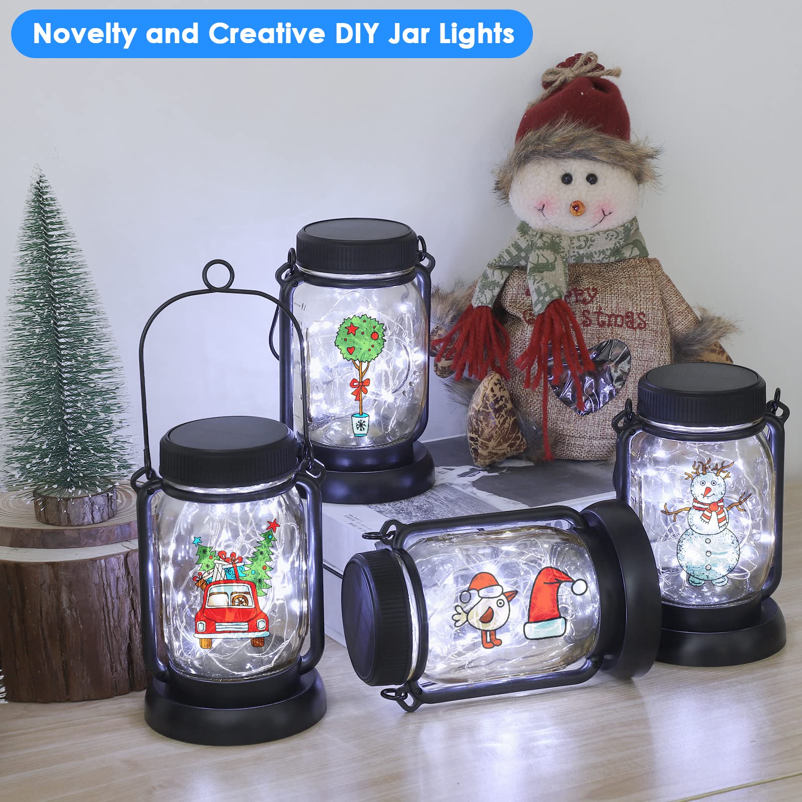 Mlambert Solar Hanging Mason Jar Lights, 30 LEDs, Waterproof, Cool White, Model OKDMX-USML-001, 4 Pack for Outdoor Decor