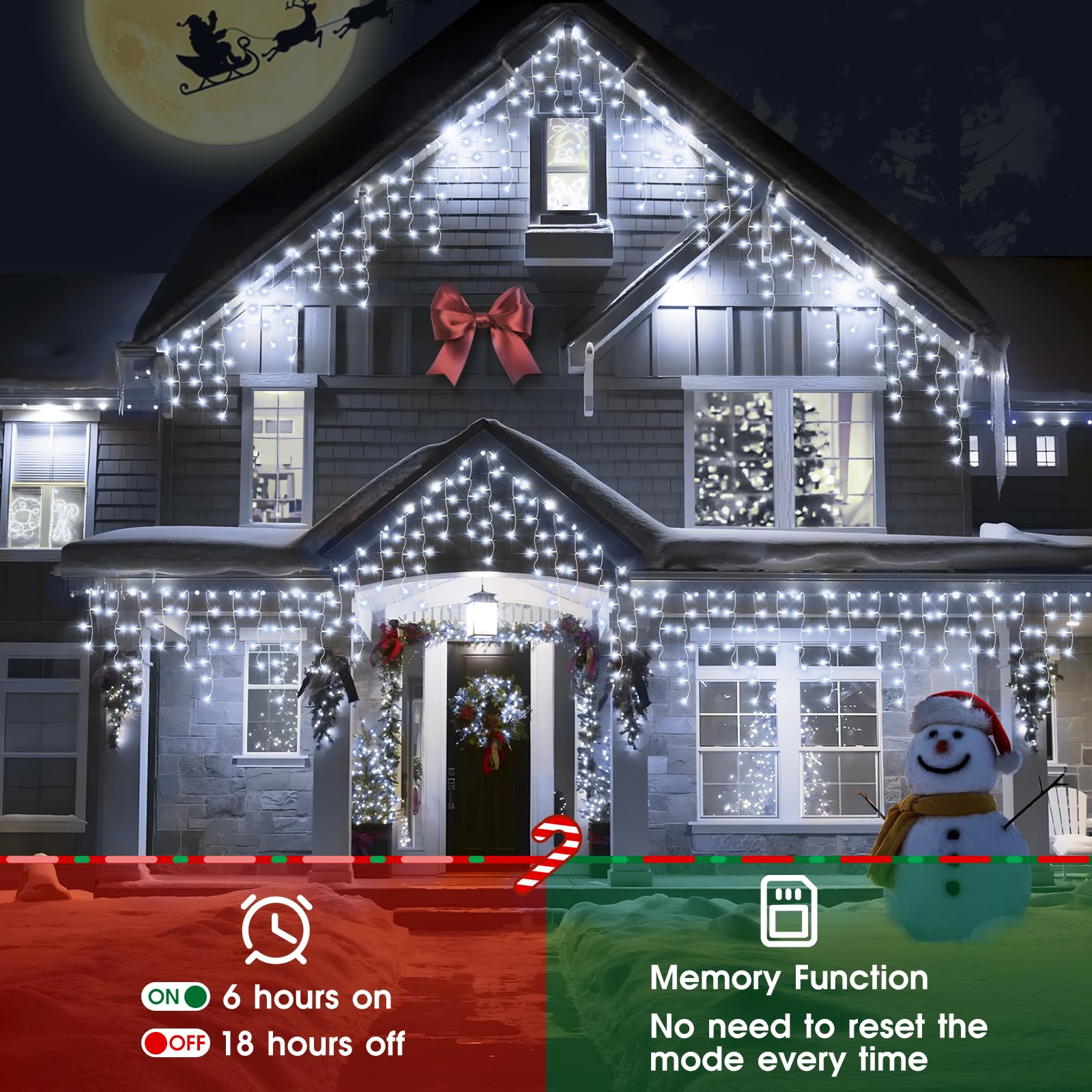 Hezbjiti 2Pack Total 800Led Icicle Lights 32.8Ft Christmas Lights String Lights Outdoor Decoration 8 Modes 75 Drops Fairy Lights