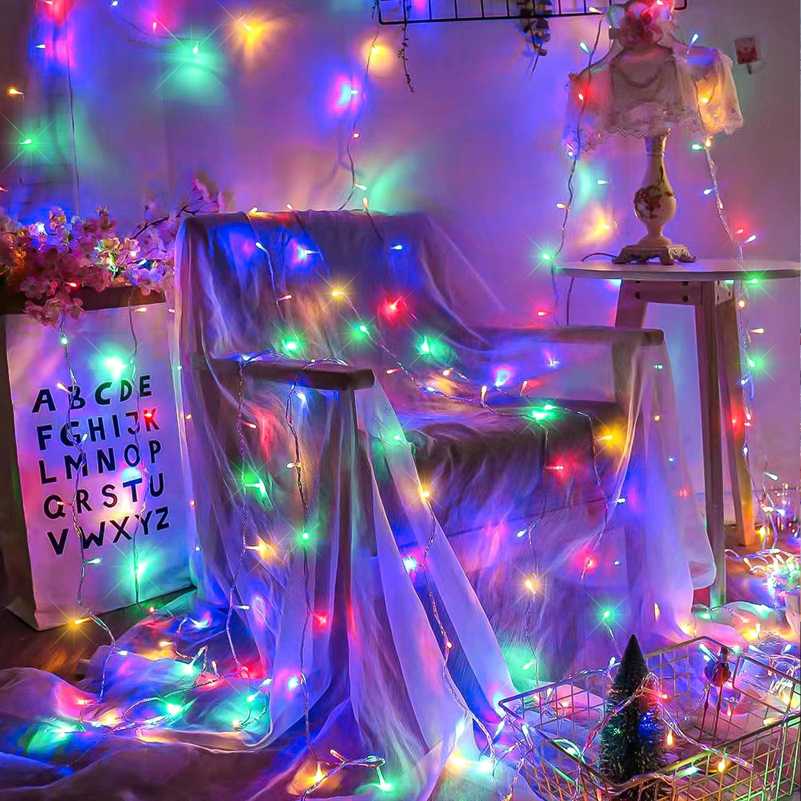 800 Led Christmas Lights Indoor Outdoor 262Ft Christmas String Lights Indoor 8 Modes Clear Wire  Plug In Twinkle Fairy Lights For Bedroom Tree Christmas Decorations  Multicolor