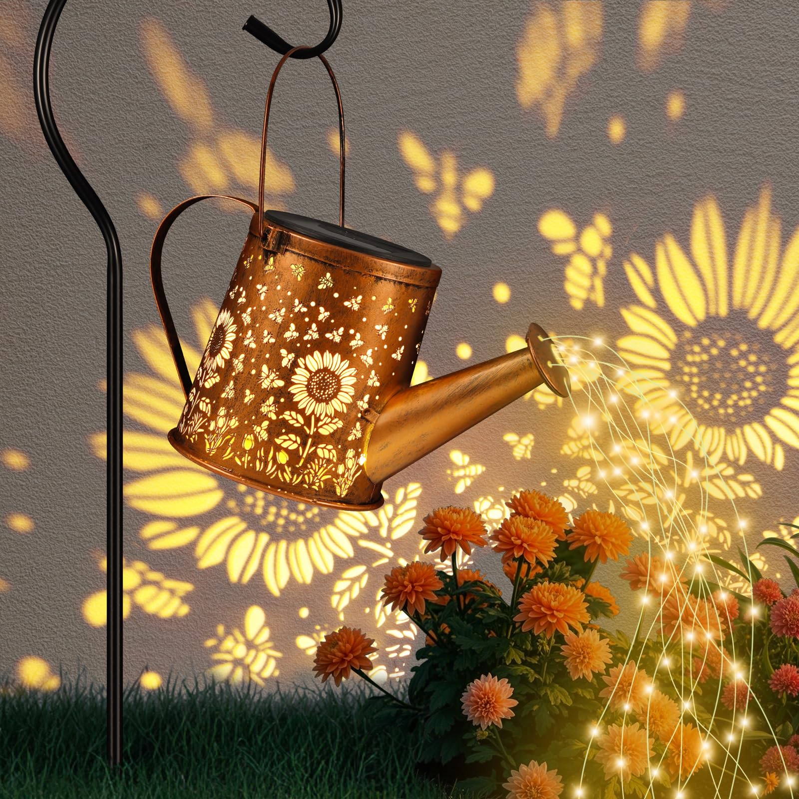 Solar Watering Can Light, Solar Powered Hanging Lantern Landscape Lights, Decorative Garden for Yard Waterproof Garden Decor, Gi