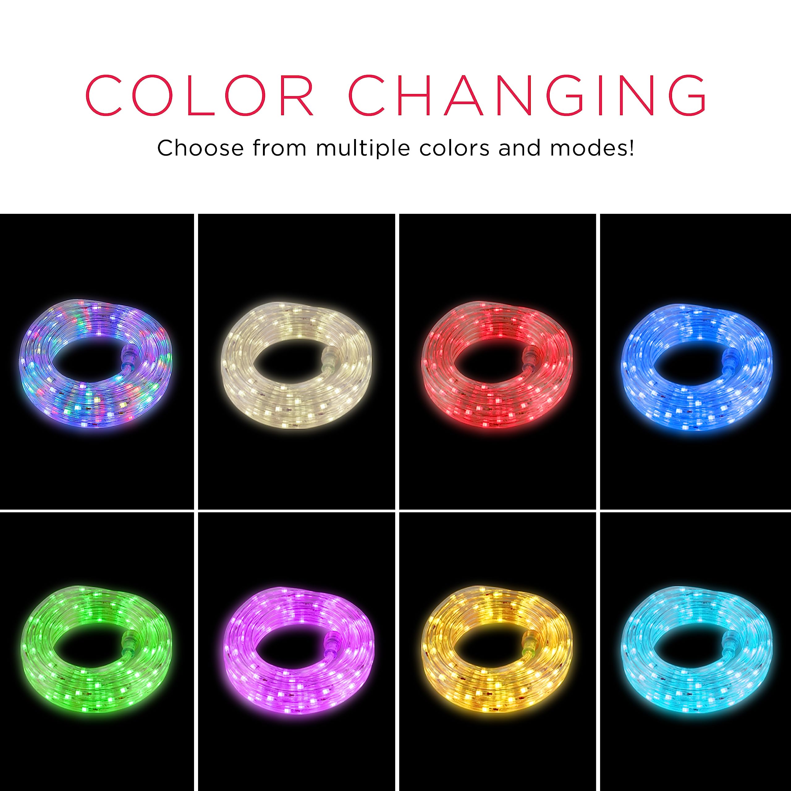 Ultrapro 16Ft Color Changing Led Rope Lights - Waterproof Rgb String Lights For Indoor/Outdoor Use