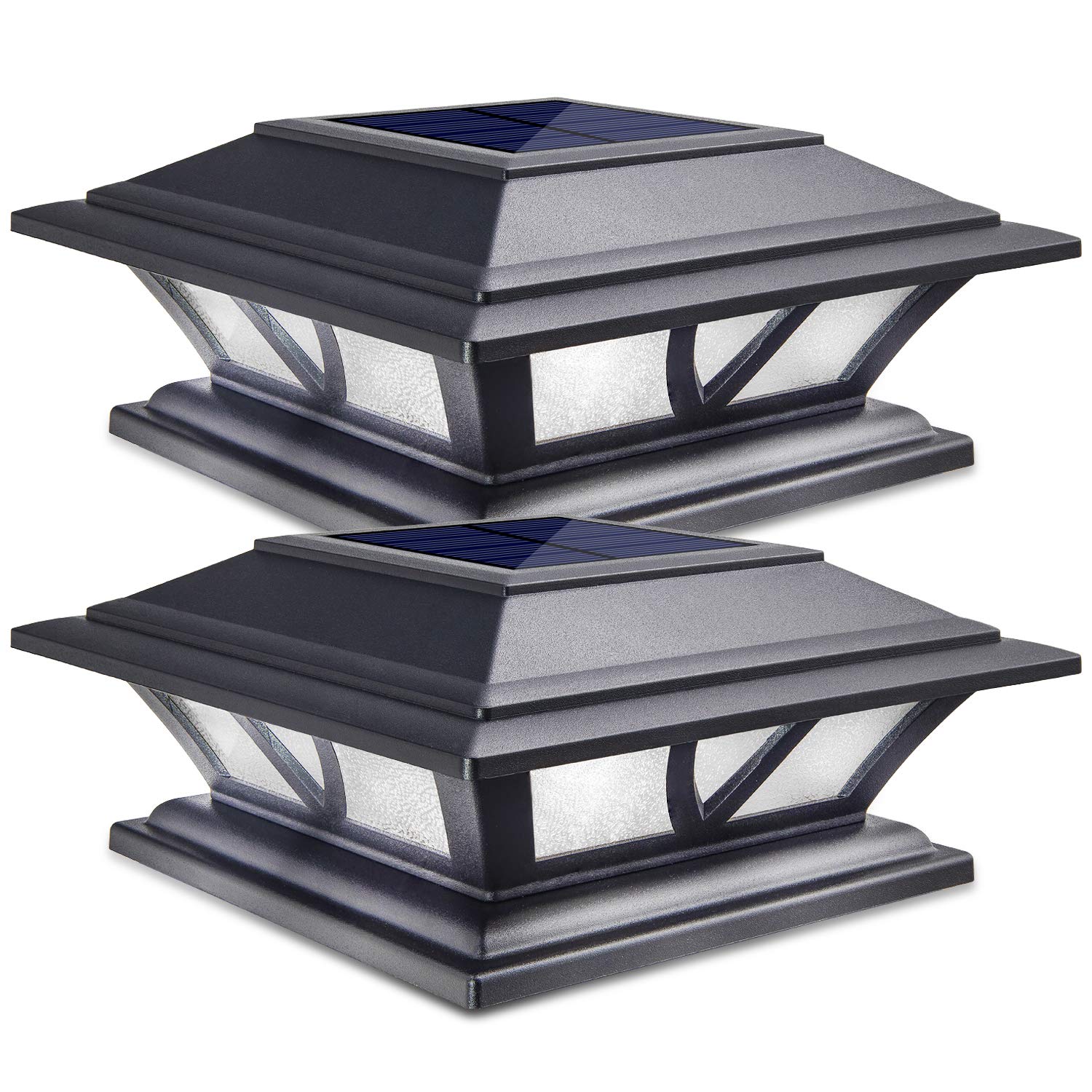 SIEDiNLAR Solar Post Lights Outdoor LED Deck Fence Cap Light 2 Pack Black Warm White/Cool White