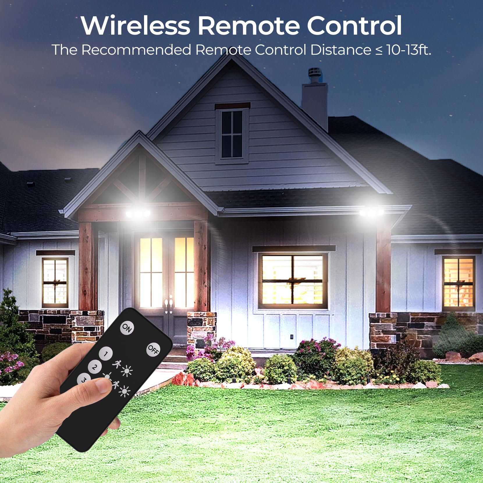 CINOTON Solar Motion Sensor Outdoor Lights, 3 Modes LED, Remote Control, IP65 Waterproof, 2 Pack, Black, Model STR-SO-0053
