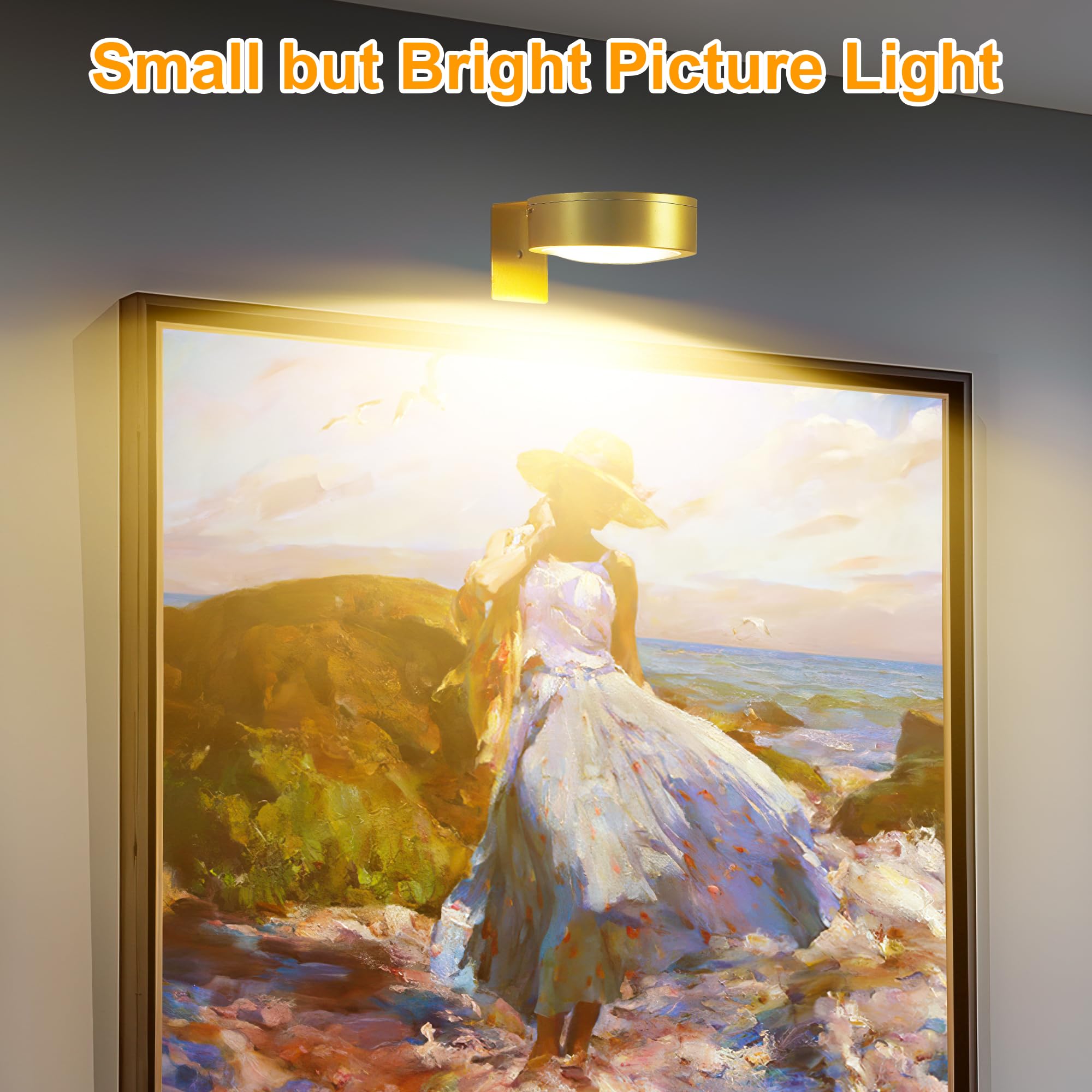 6Pcs Battery Operated Picture Light, Magnetic Led Painting Light With Remote Dimmable And Timer, 3 Lighting Modes Art Display Li