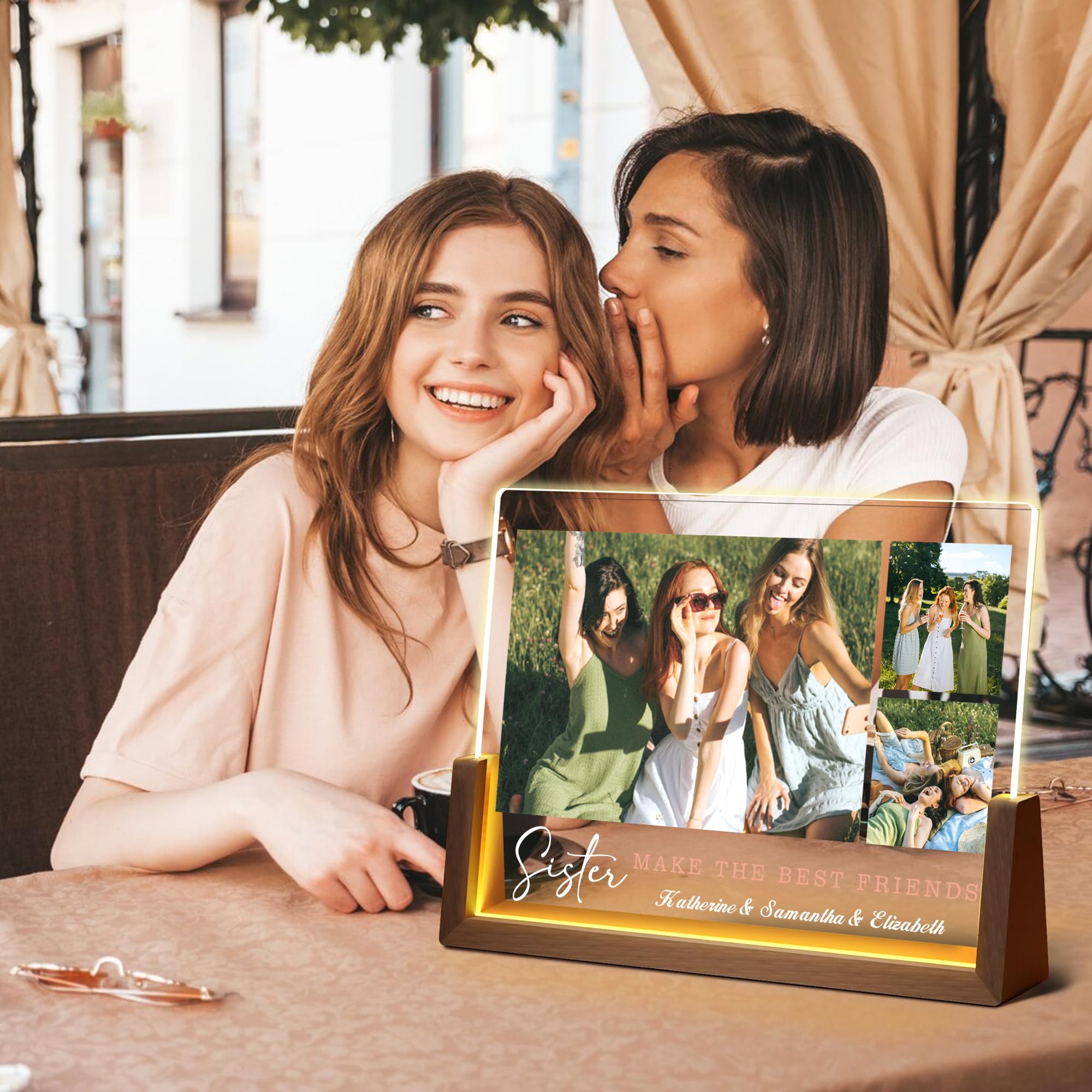 Maiwell Custom Gifts For Best Friend Sister Bestie  Personalized Best Friend Birthday Gifts  Customized Led Acrylic Light Up Picture Frame With Photo Name  Long Distance Friendship Christmas Gift