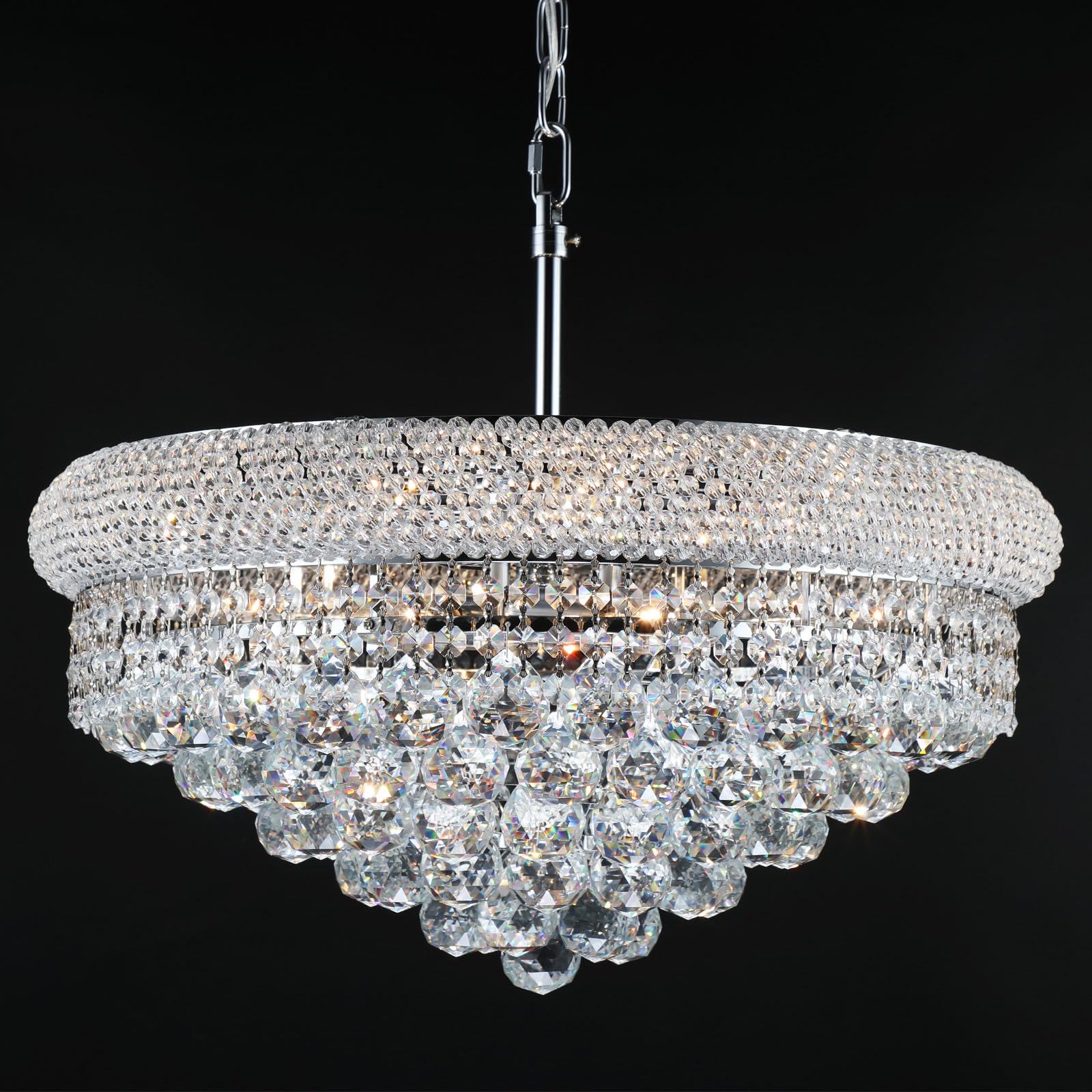 Crystal Chandeliers For Dining Room Light Fixtures Over Table  Empire Style K9 Crystal Chandelier For Bedroom  9 Lights Chrome stylish Lighting Fixtures For Living Room Kitchen Lsland Entryway D22 Inch