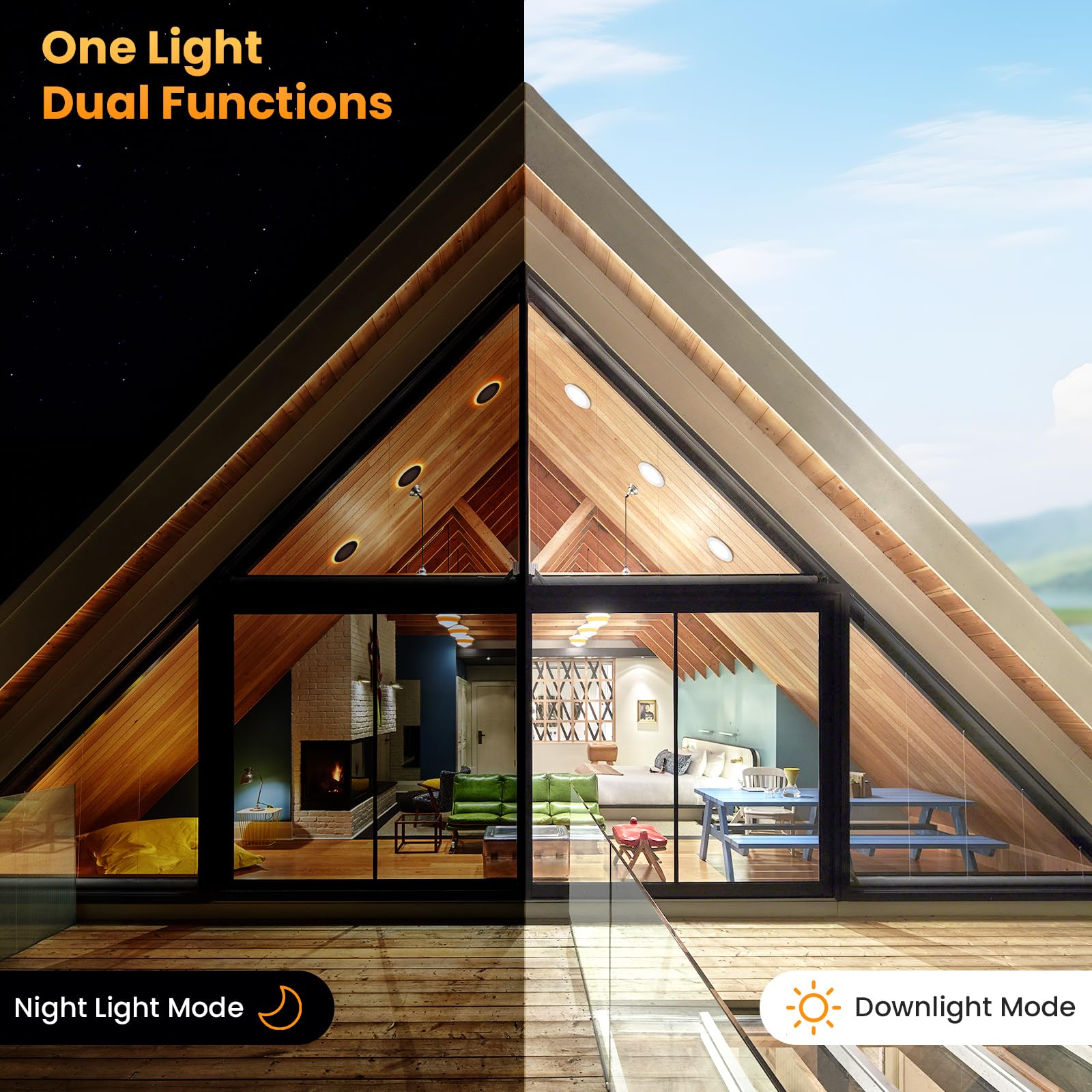 Honzin 6 Pack 4 Inch Led Recessed Lighting, 5Cct Ultra-Thin Led Recessed Ceiling Light With Night Light, 5 Color Temperatures Di