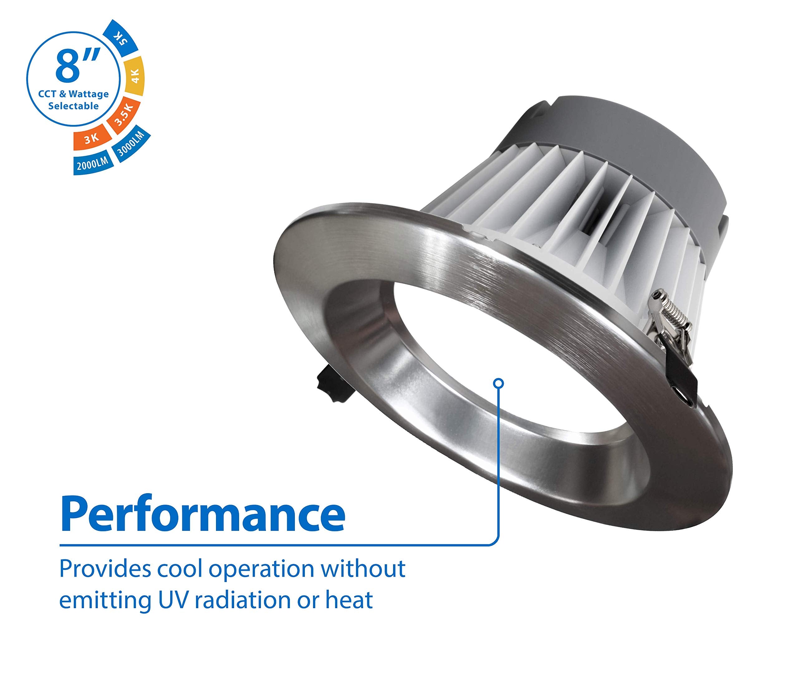 Nicor Lighting Clr82Hwrvs9Nk Clr Selectable Cct Downlight, 8, Nickel
