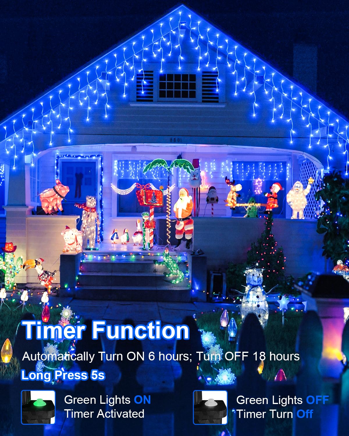 159 Ft Christmas Lights Outdoor, 1458 Led Waterproof Outside Plug-In, Timer & Memory, 8 Modes Fairy Lights With 324 Drops For Ho