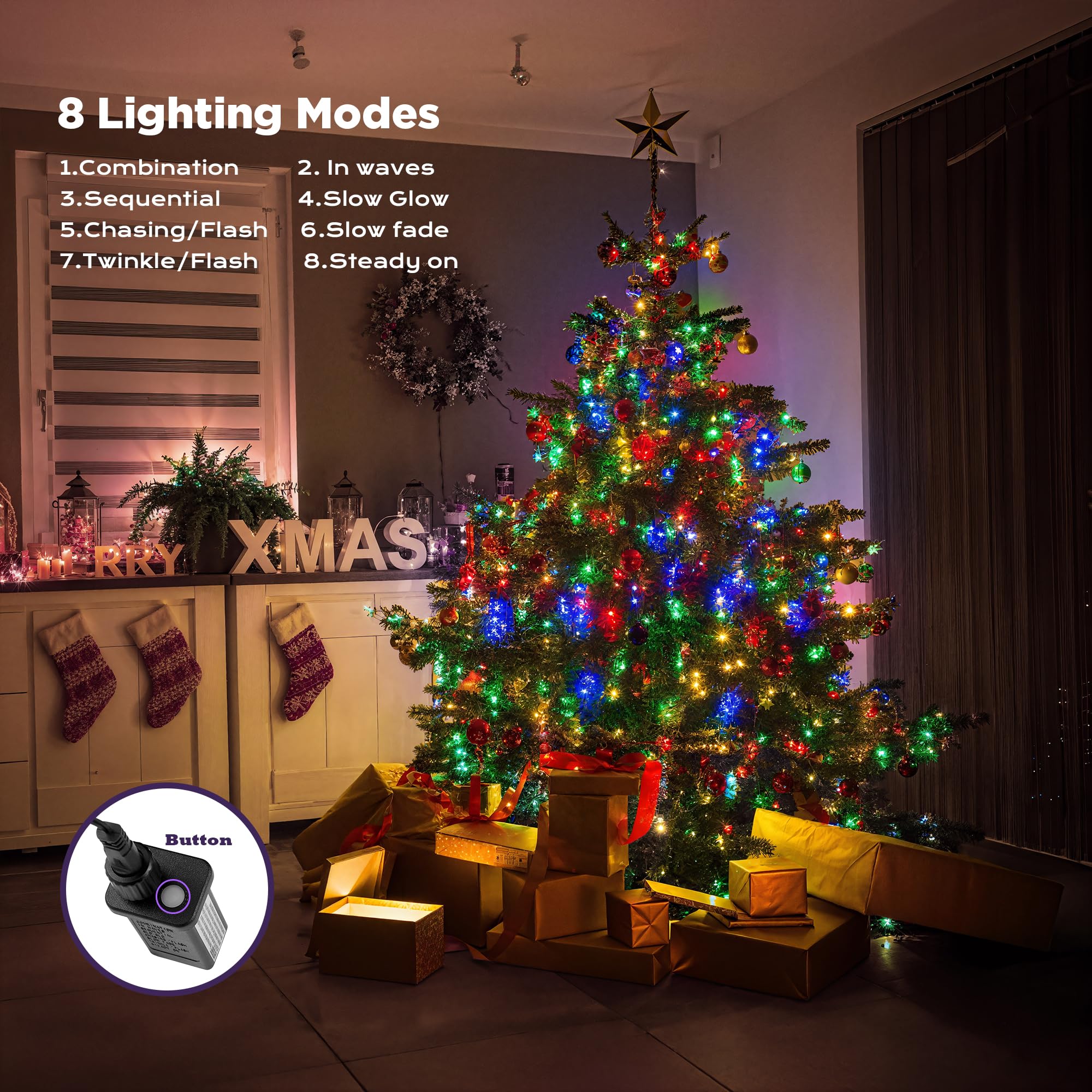 Wbao Christmas Lights Indoor Outdoor 800Led 272Ft  Super Bright Led Christmas String Lights With Ul Certified  8 Lighting Modes  Timer  Memory & Waterproof For Trees  Patio  Party Decor  Multicolor