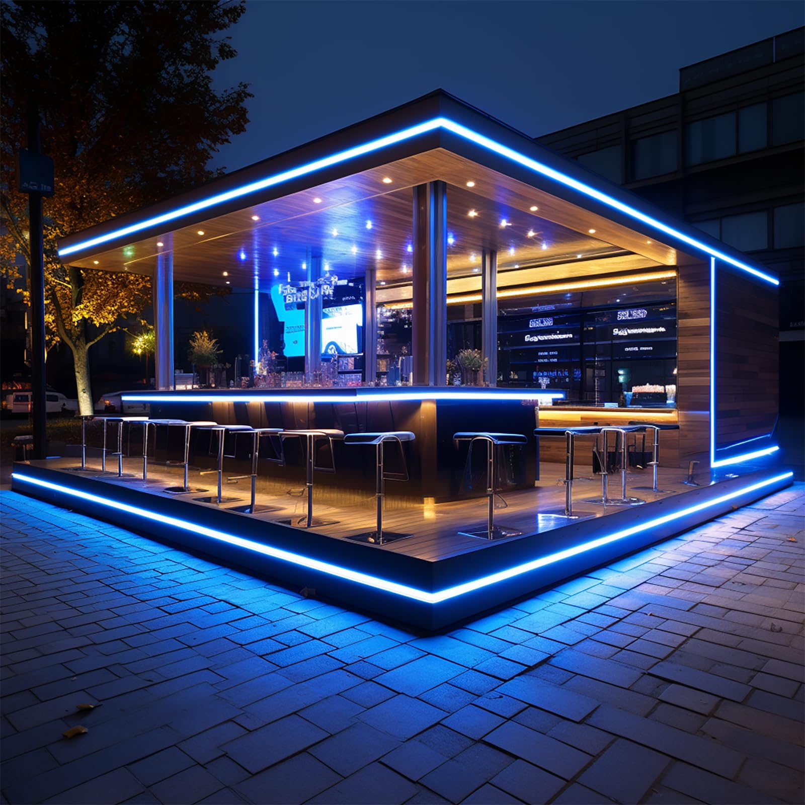 Benlun Ac 110V Cob Led Strip Light Outdoor Waterproof 65.6Ft, Blue Super Bright 200W Led Rope Lights, Ip65 Flexible Cuttable, Fo