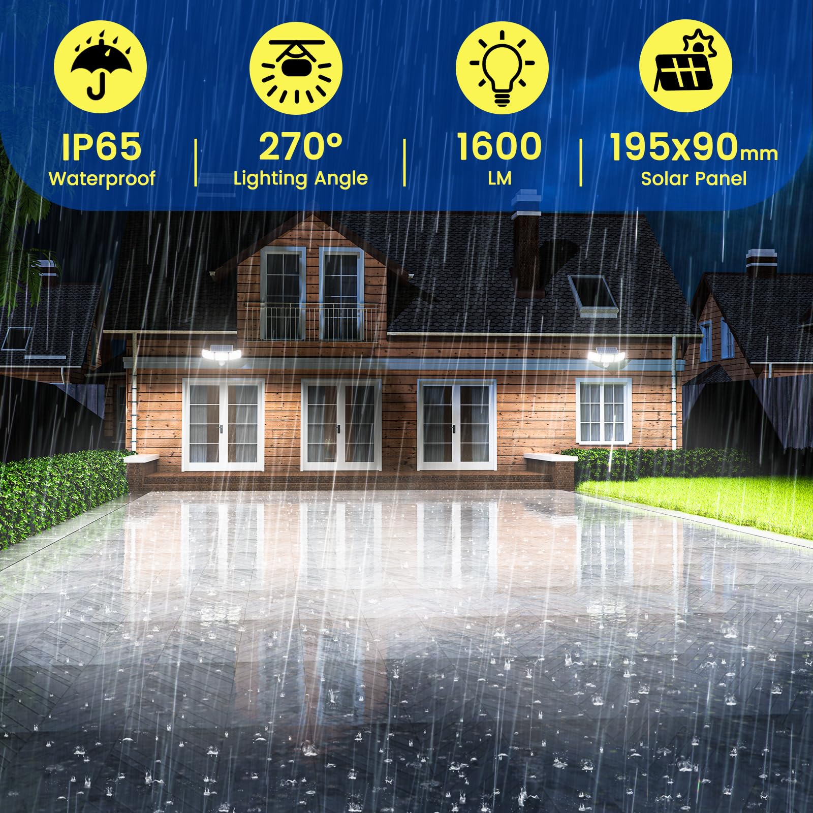 AIXPI Solar Lights Outdoor 240 LED Motion Sensor Flood Lights IP65 Waterproof 2-Pack White