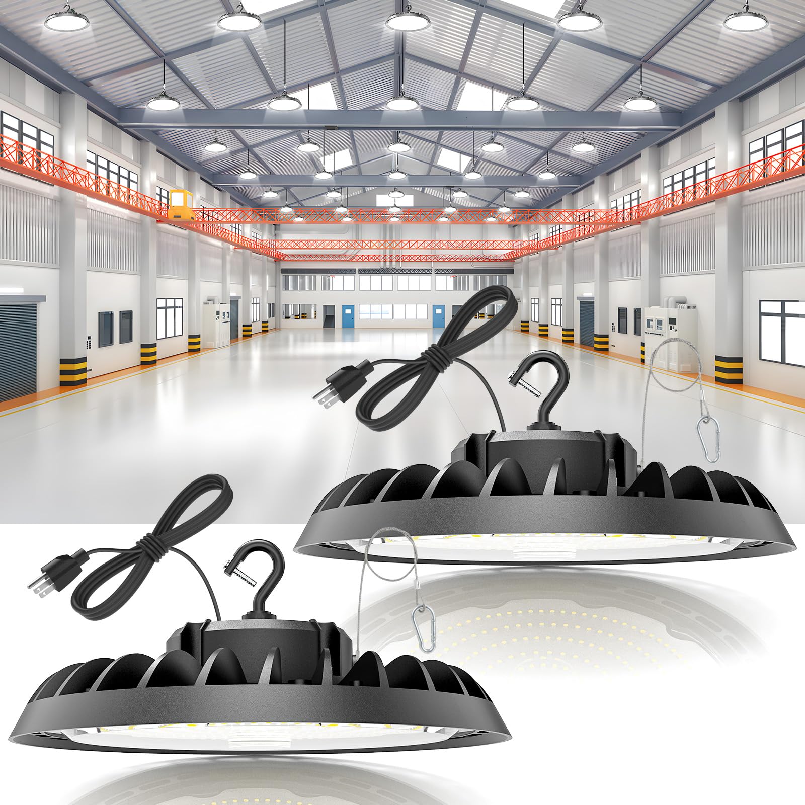VOLISUN 2 Pack UFO Led High Bay Light 30,000LM, 200W, 5000K Daylight, 100-277V High Bay Led Shop Light, ETL Listed Commercial Ba