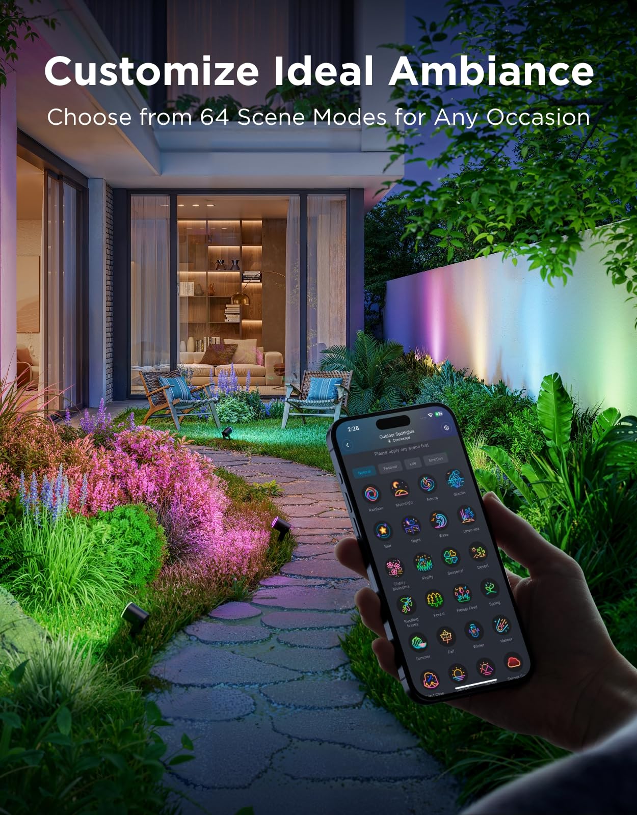 Govee Outdoor Spot Lights 2 Pack, IP67 Waterproof RGBWIC Landscape Lights, Black, Compatible with Matter, Alexa, and Google Assistant