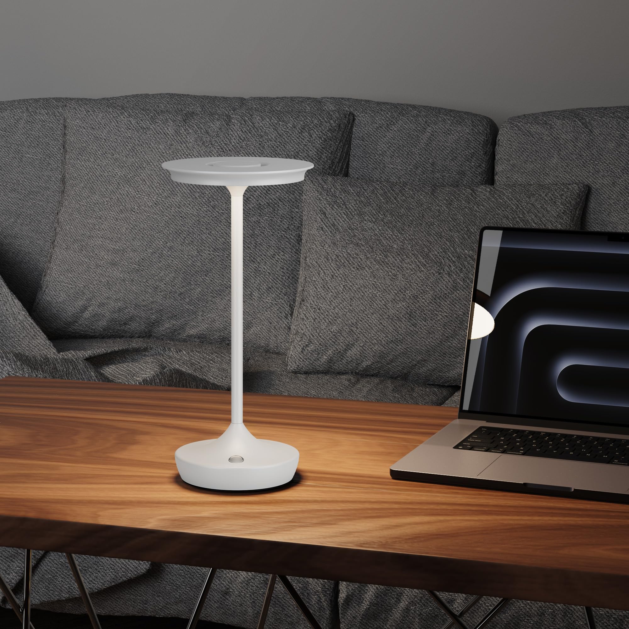SHANGCAI LED Rechargeable Cordless Table Lamps, 3 Color Dimming, 2 Pack, White, Aluminum