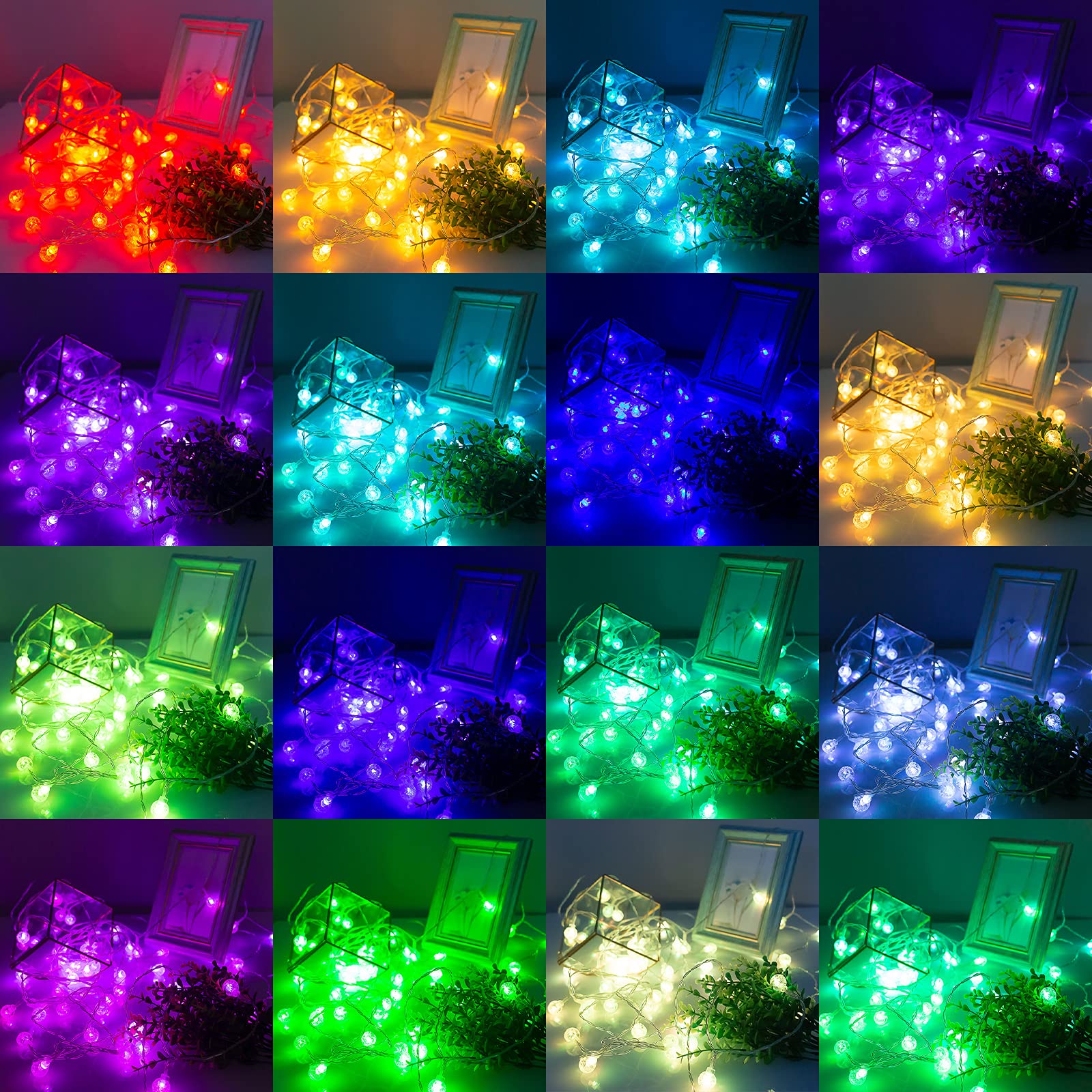Anjaylia 26.3Ft 60 Led Globe String Lights, Multicolor, Remote Control, 4 Modes For Parties