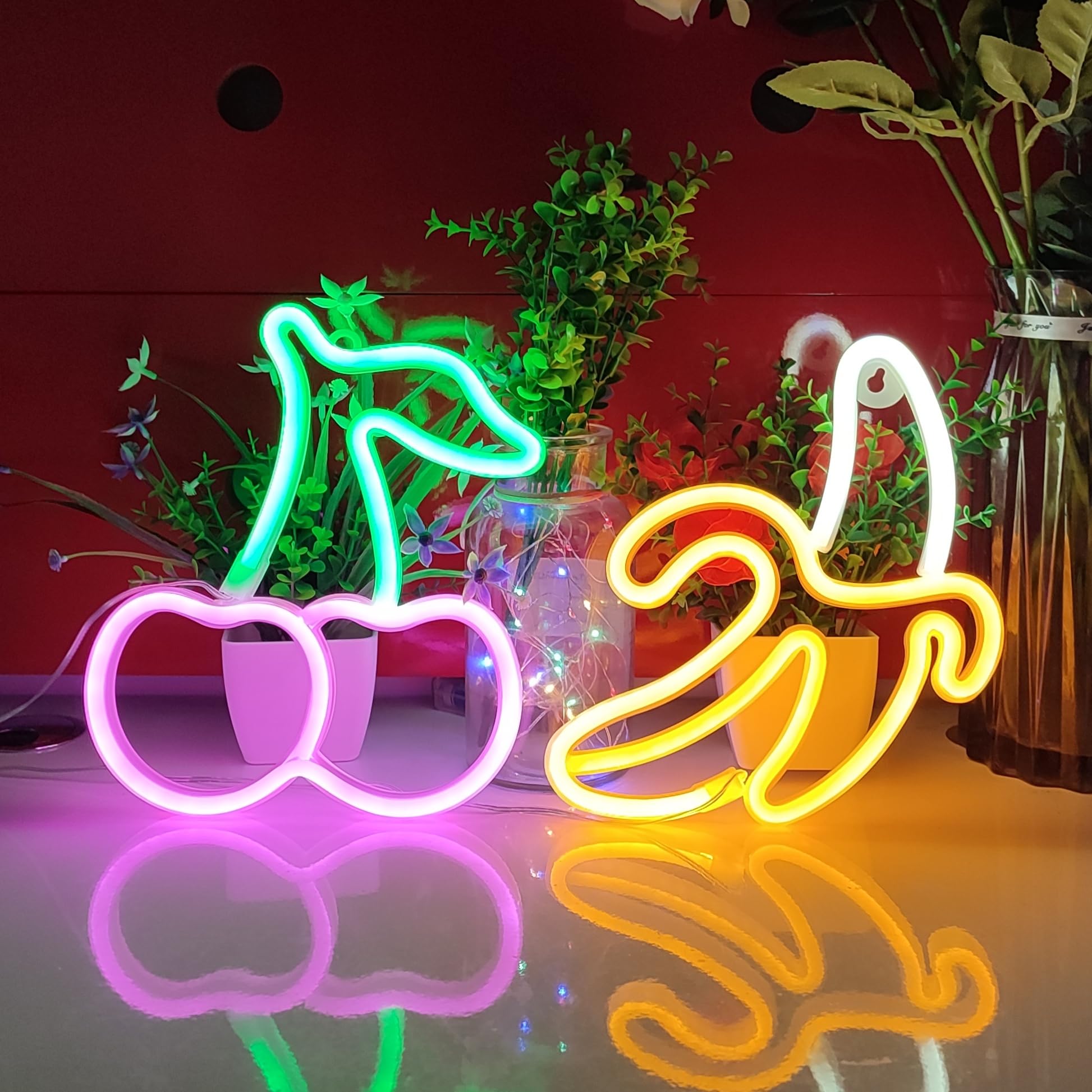 JYWJ Neon Light Sign, USB or Battery Powered, LED Table Decoration, Green+Pink, Model JY-NEON-001