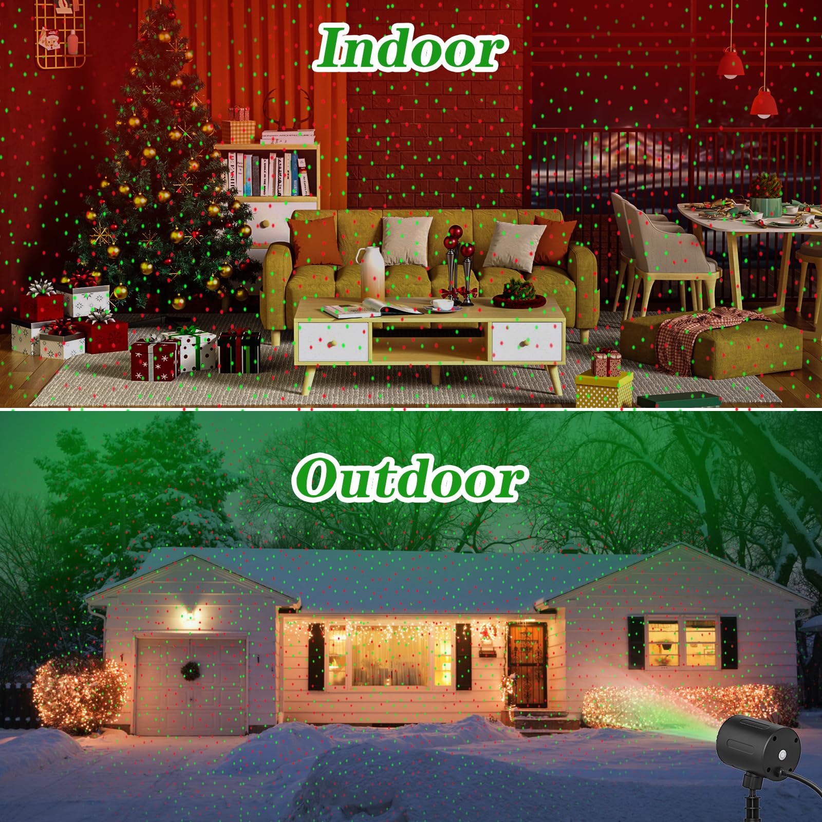 Hostreat Laser Christmas Projector Lights Outdoor, Red And Green Starry Laser Projector Light, Ip65 Waterproof, Remote Control &