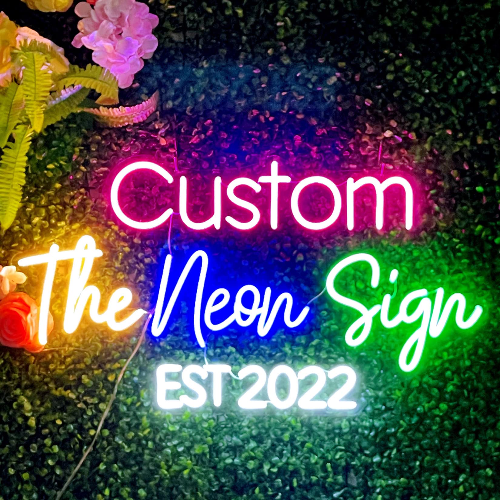 TAADEEBO Custom Neon Sign, Personalised LED Wall Decor, Model TDB-CUS, Custom Size 20in-55in, Silicone Material, Custom Color