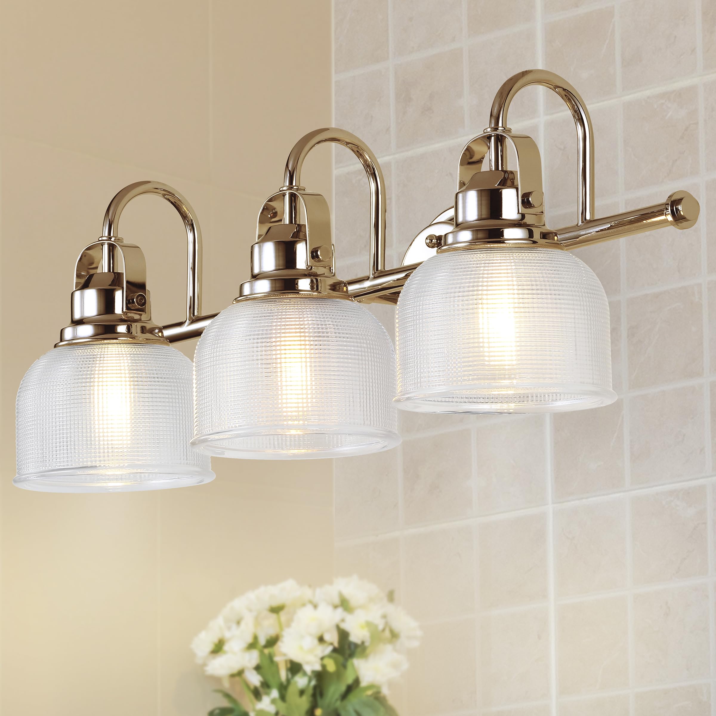 JONATHAN Y Virginia 3-Light Vanity Light Metal/Glass Brass Gold JYL7409B
