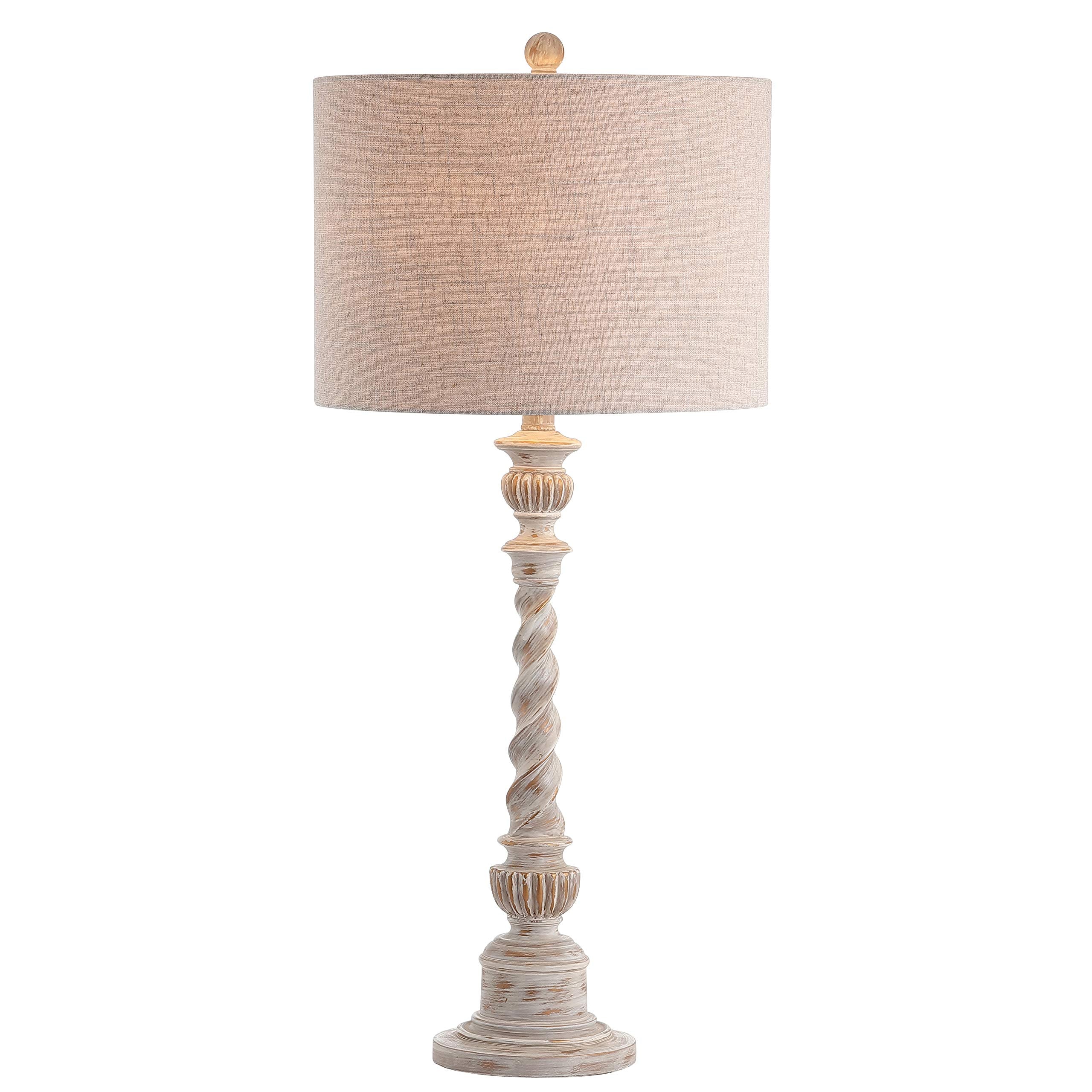 JONATHAN Y JYL3031A Regent 33 Rustic Resin LED Table Lamp Traditional Transitional Bedside Desk Nightstand Lamp for Bedroom Living Room Office College Bookcase LED Bulb Included  White Wash