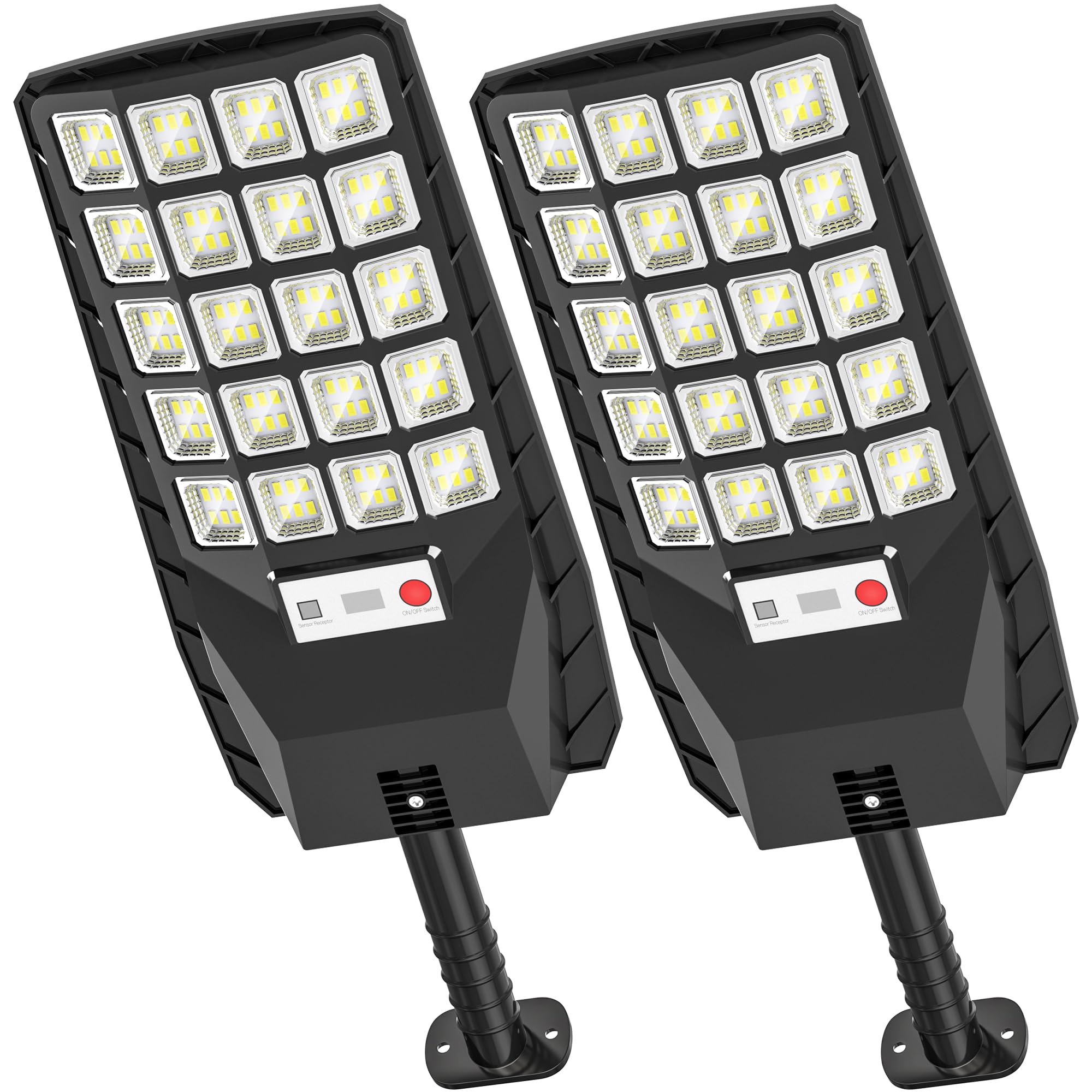Okpro Solar Lights Outdoor Waterproof - 320? Wide Angle Solar Street Lights Outdoor Ip66 Waterproof, 6500K Dusk To Dawn Solar Fl