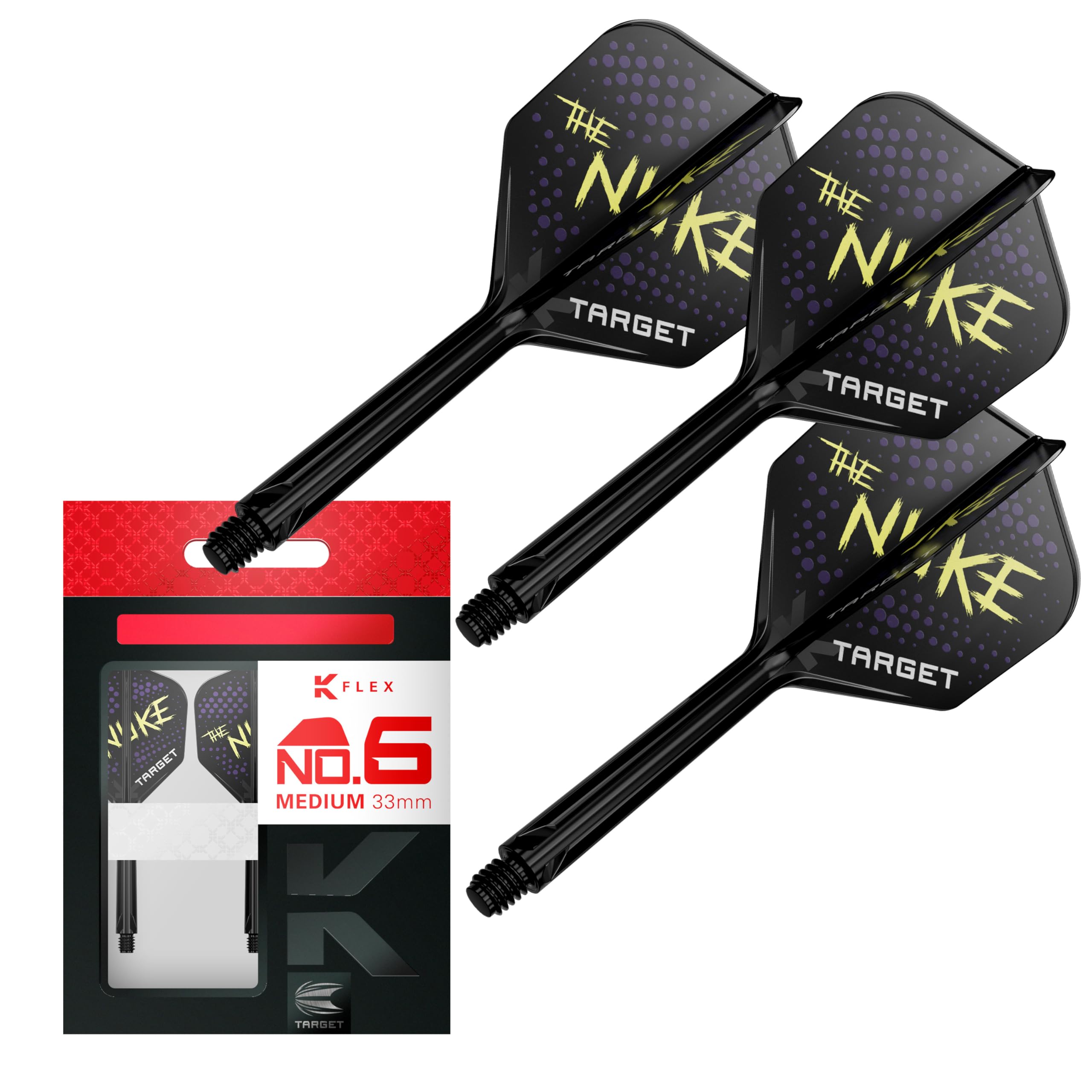 Target Darts Luke Littler K Flex Flights and Shaft System, Medium (33mm), Pack of 3, Multicolour, Model 2380571-2380595