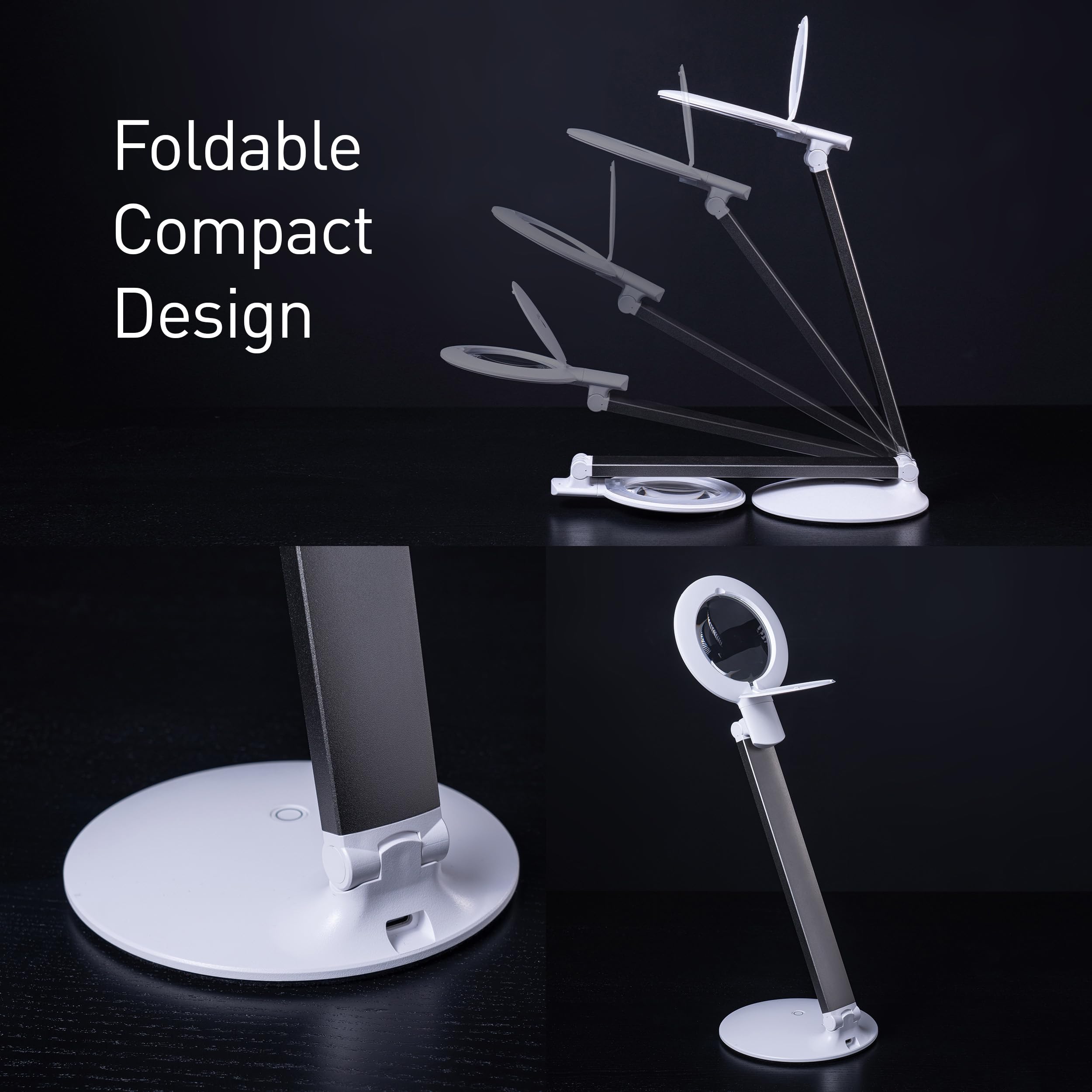 daylight Halo Go 2 Portable Rechargeable Magnifying Lamp, 5 Diopter, 6,000K LED, USB Charging, White, Model U25400