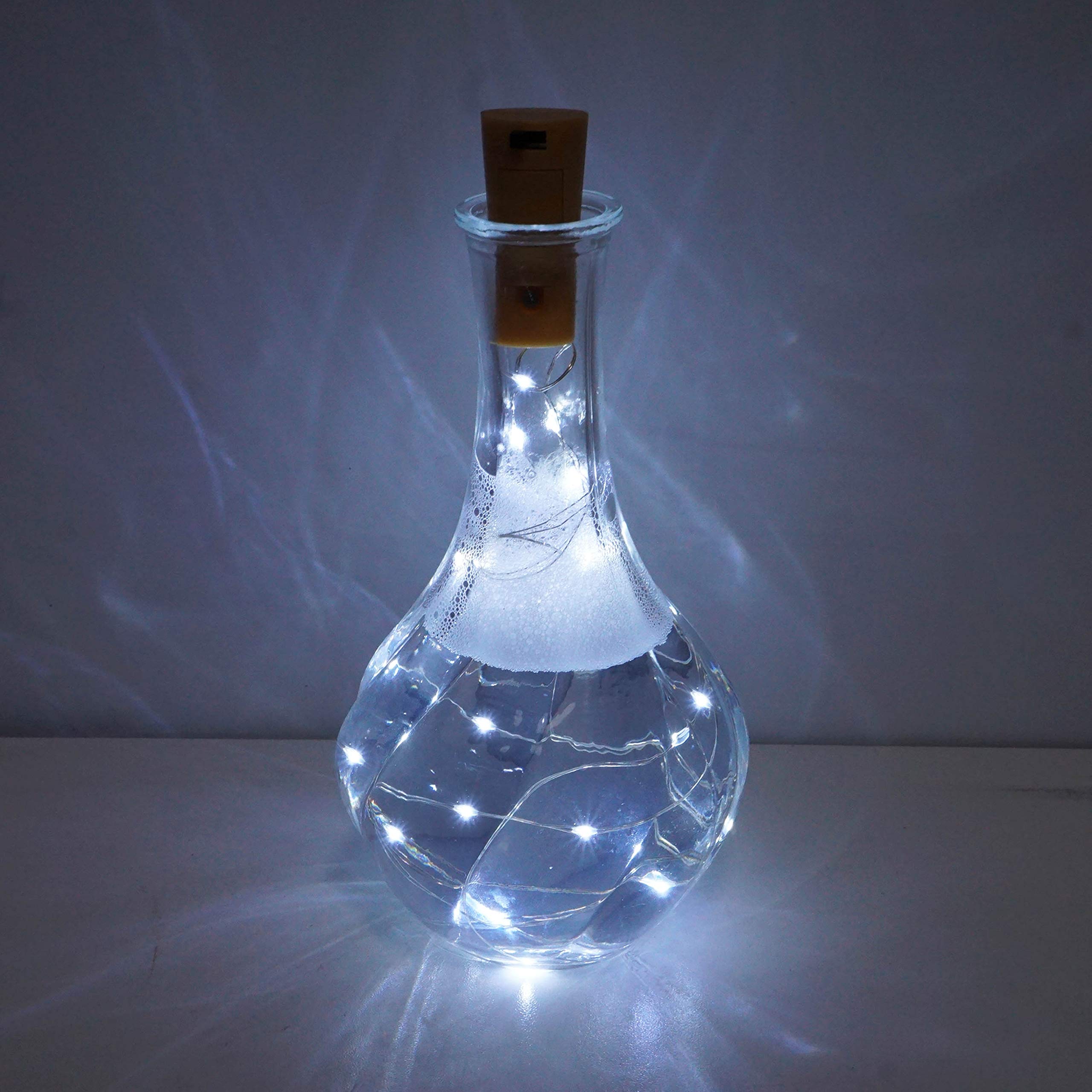 Cynzia 20 Led Wine Bottle Lights With Cork, 15 Pack Battery Operated Cork Shape Fairy Light Waterproof Mini Copper Silver Wire String Lights For Party, Wedding, Christmas, Bedroom Decor (Cold White)