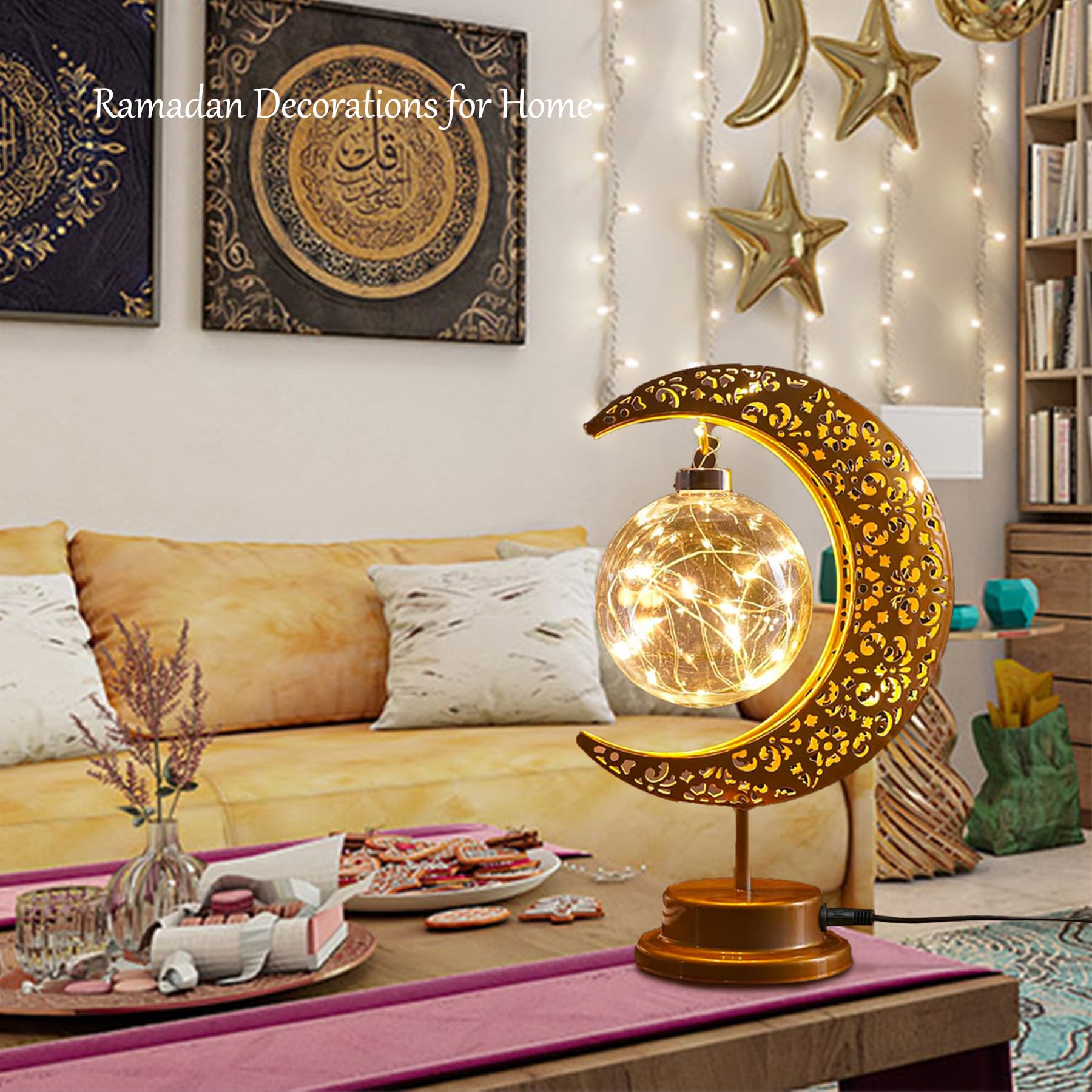 Moon Lamp, Ramadan Decorations For Home, Eid Mubarak Decorations Crescent Moon Night Light Usb, Galaxy Light, Eid Gifts For Kids, Family, Ramadan Lights Decorations For Home Party Bedroom Table