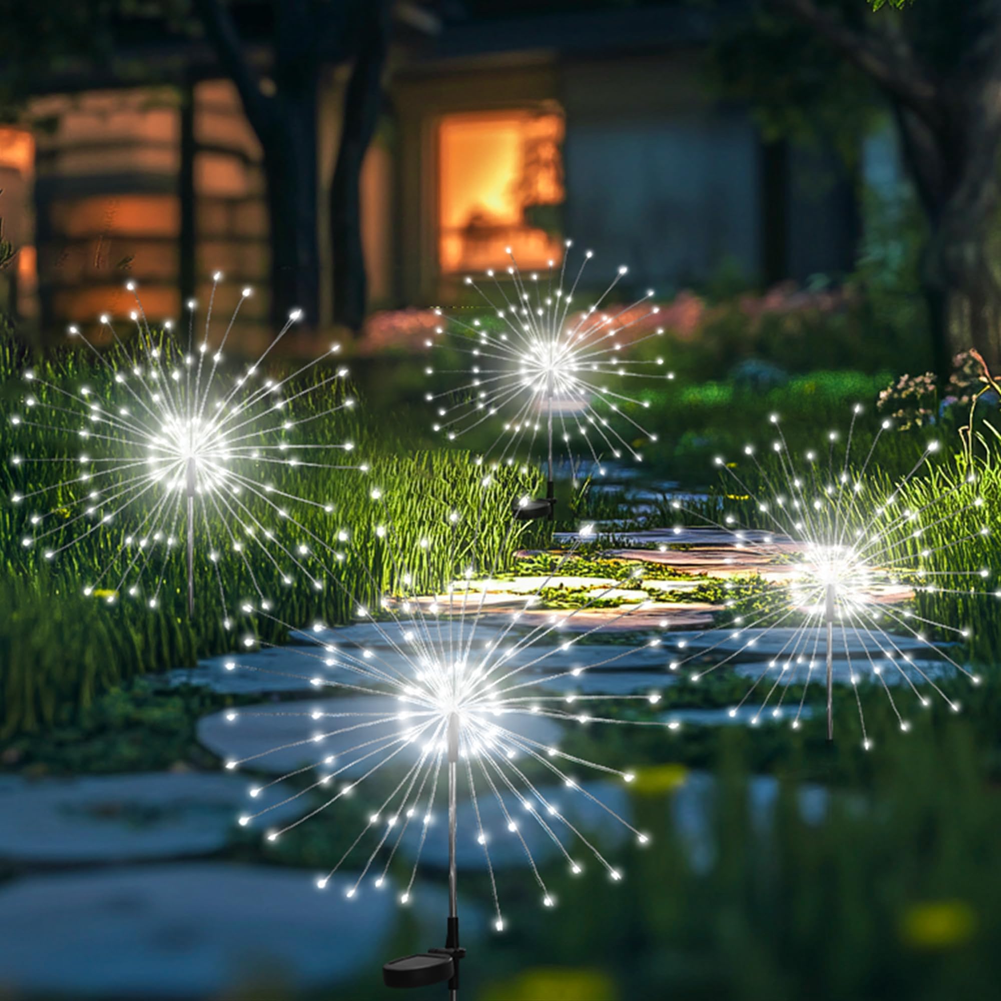 PEVOROS Garden Decor Solar Lights Outdoor,4Pack 120LED Waterproof Cold White Solar Garden Lights Your Outdoor Decoration,Yard, P