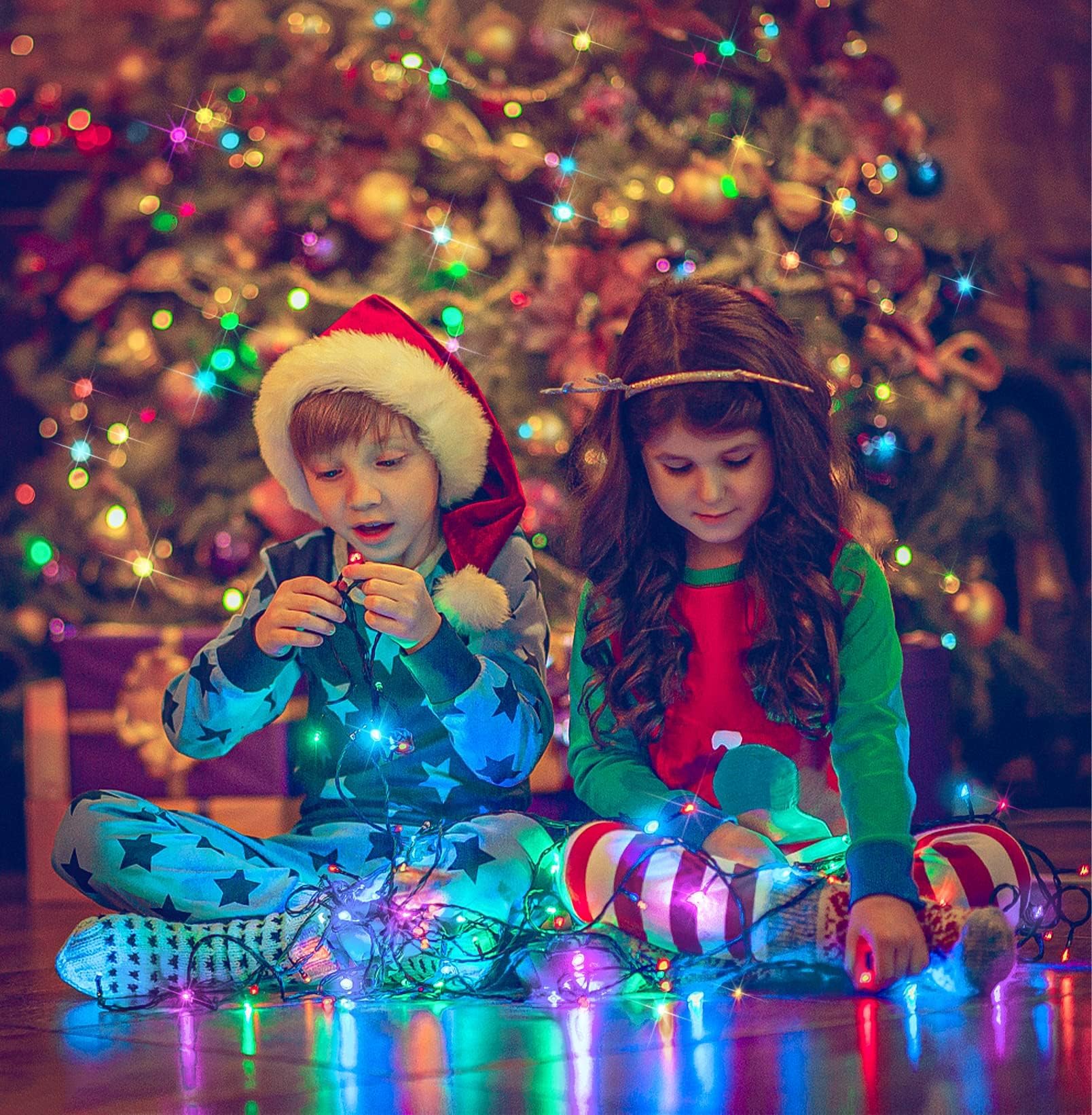 Suddus 300 Led Multicolor Christmas Lights, 8 Modes Blinking Christmas Tree Lights With Remote, Colored Christmas String Lights For Outdoor Indoor Party Decoration
