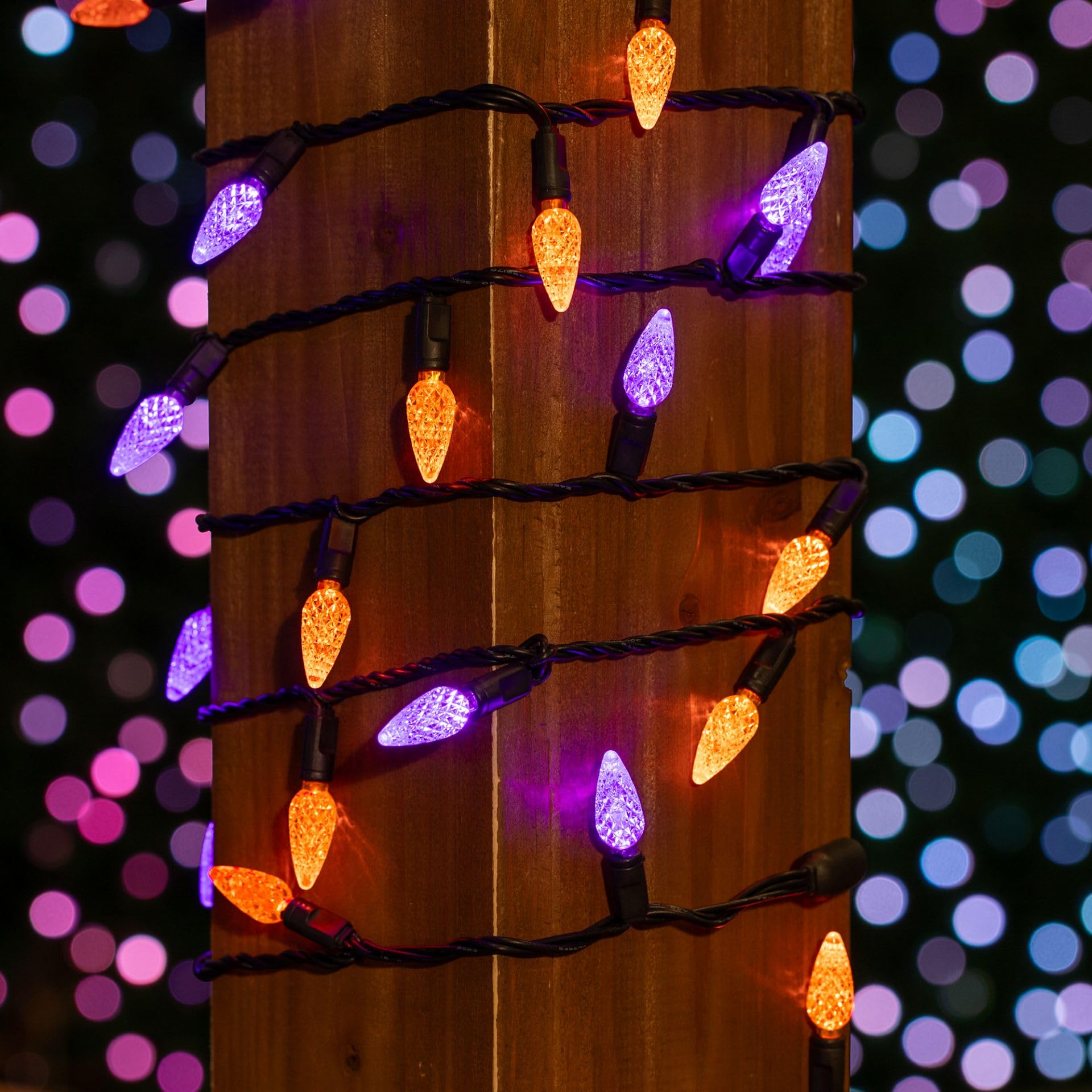 Novelty Lights 24Ft 70 Led C6 Led Halloween String Lights, Outdoor Christmas Tree Commercial Grade Led String Lights, Christmas