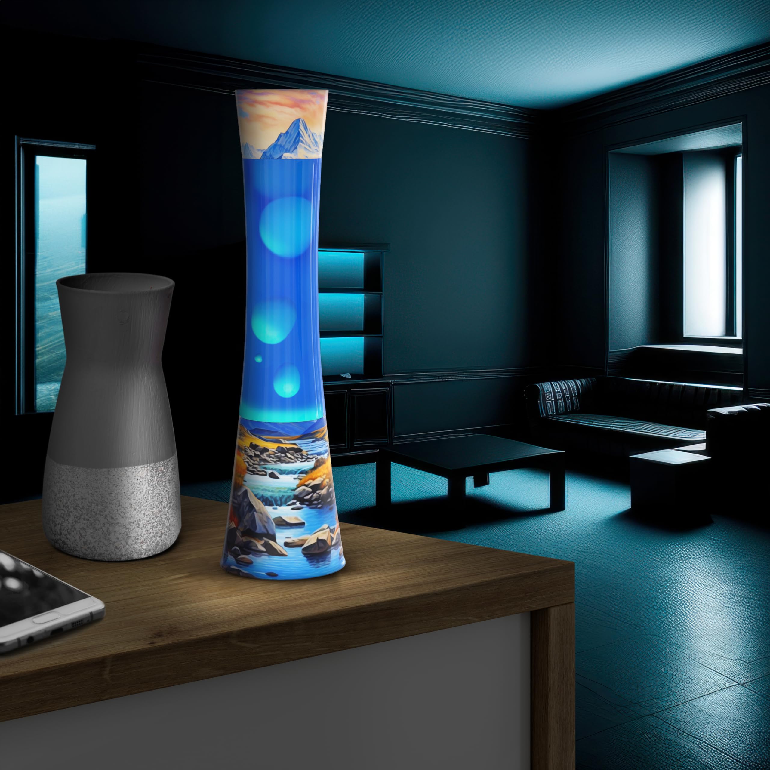 JAMBO Motion Lamp - 15.5" River Oasis Liquid Mood Light for Home Decor, Aluminum - Model 74000, Relaxing Night Light for All Ages