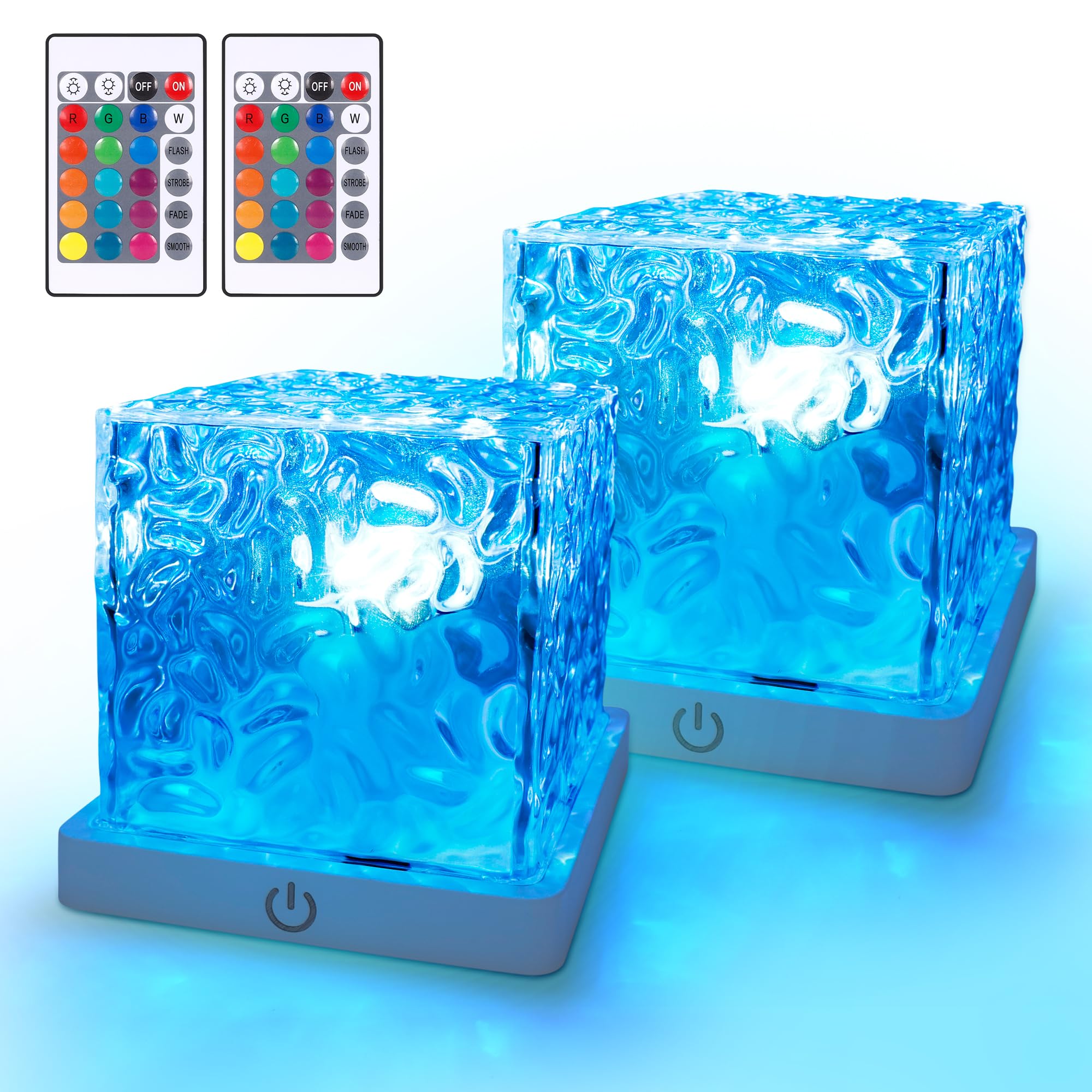 2 Pack Rechargeable Shower Light for Inside Shower, 16 Color Changeable Waterproof Shower Lamp with Remote, Dimmable Ocean Wave 