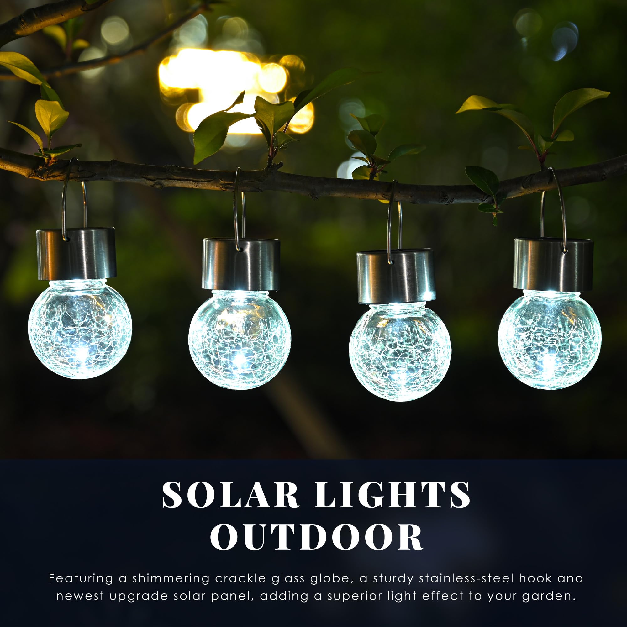 Solpex 12 Pack Hanging Solar Lights - Outdoor Decorative, Waterproof, Globe Lights For Garden, Yard, Patio, Lawn, Flower Bed (Co