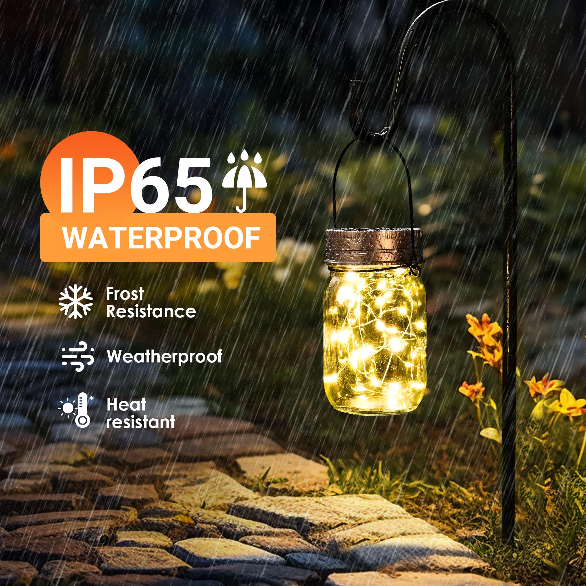 Gigalumi Solar Mason Jar Lights, 8 Pack 30 Led String Fairy Lights Garden Lights Outdoor Waterproof Hanging Solar Lanterns For O