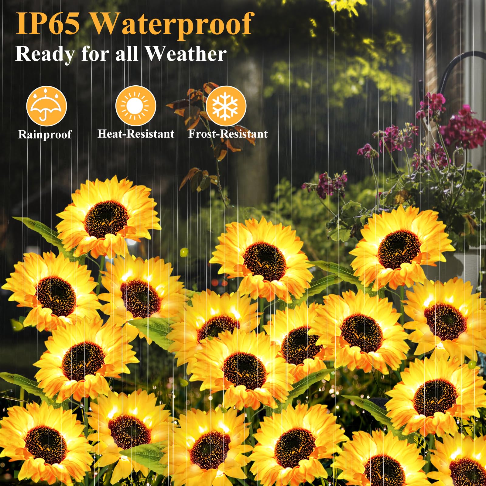 Etre Jeune Garden Lights Solar Powered, 3 Pack Solar Outdoor Lights With 9 Bigger Sunflower Waterproof Realistic Solar Flowers Lights For Patio Pathway Walkway Landscape Yard Decorations