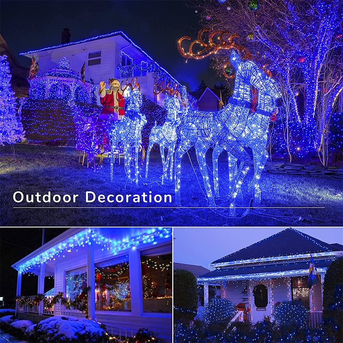 MZD8391 Christmas String Lights 300LED 105FT Blue Outdoor Indoor 8 Modes QL300AE