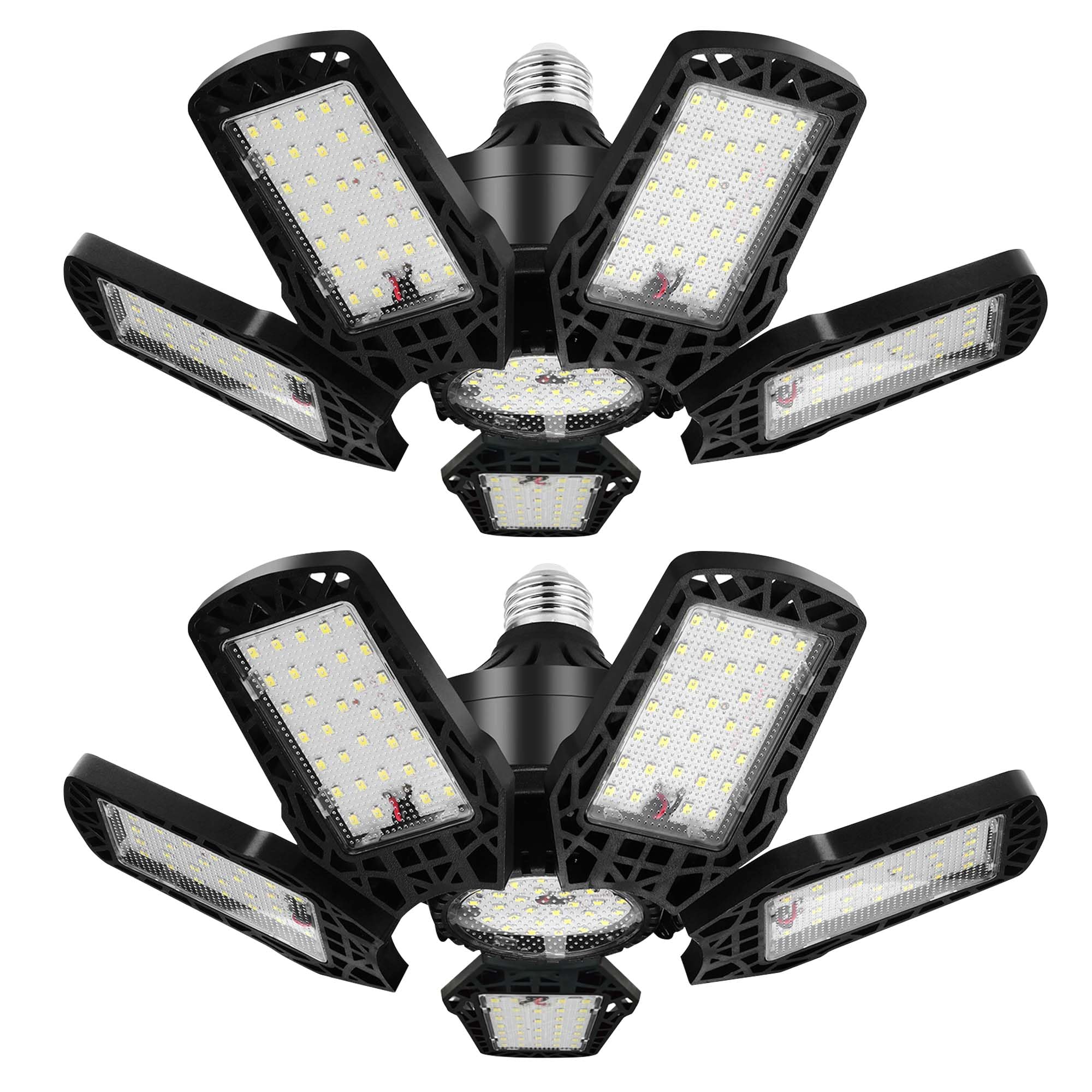 SumKea LED Garage Lights 200W - 2 Pack, 20000LM Led Shop Light with Adjustable Panel, 6000-6500K Daylight, 360 Illumination Ceil
