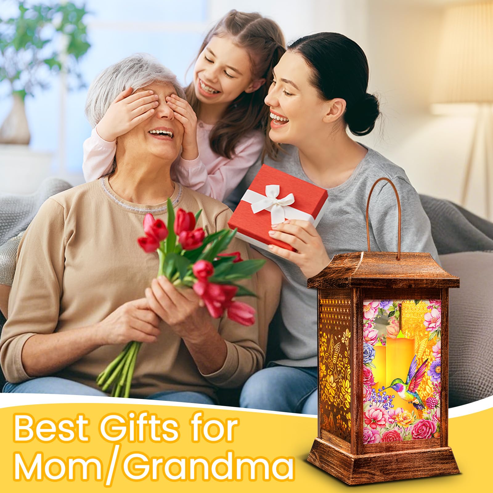 Hummingbird Solar Lanterns Outdoor Hanging Lanterns  Metal Glass Garden Decor Solar Lights  Gifts For Women Mom Birthday Grandma Mothers Day  Waterproof Decorative Lantern For Outside Patio Yard