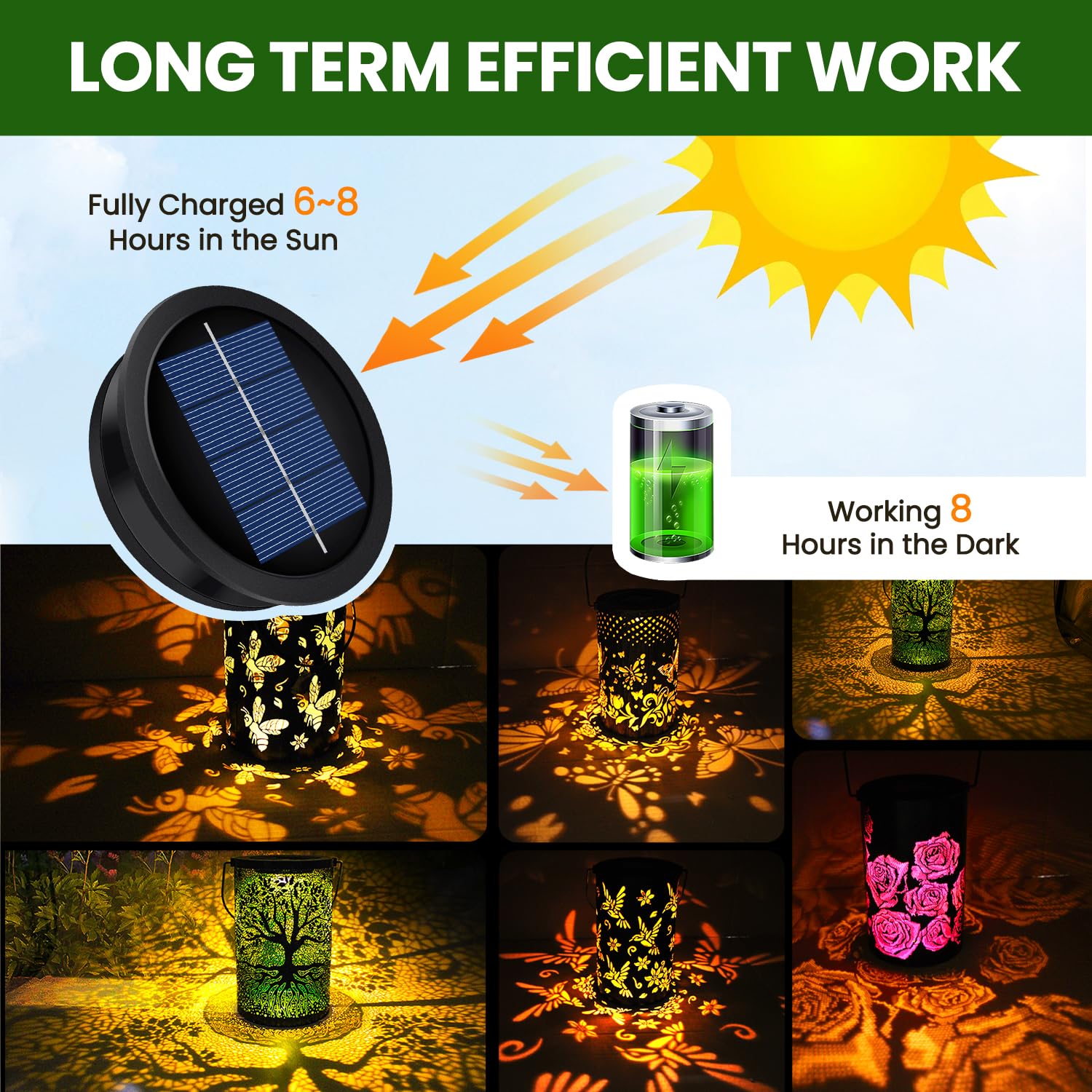 Misawce Solar Light Replacement Tops - 8 Pack, 3.23" Waterproof Lantern Parts for Outdoor DIY Garden Decor, Black