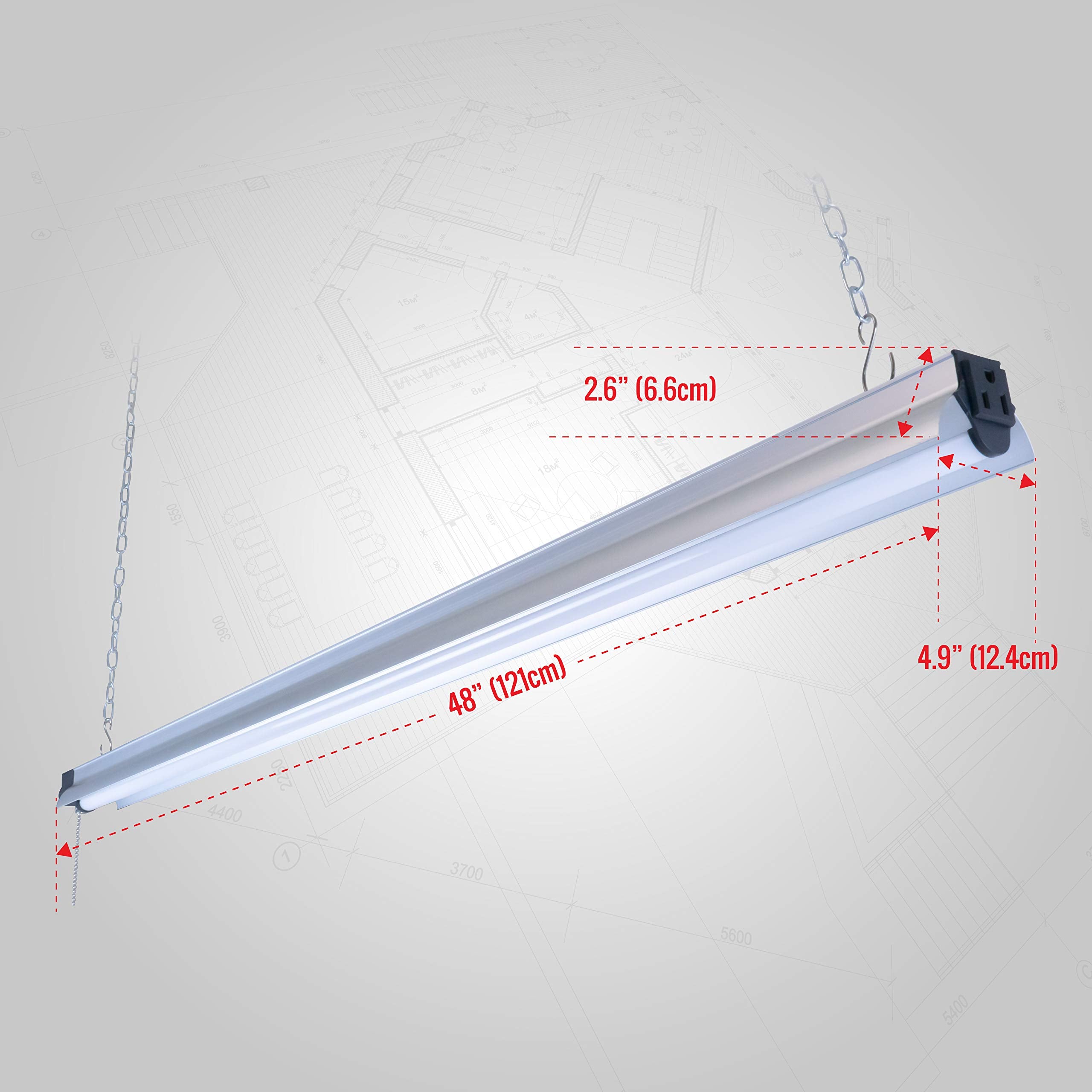 Newhouse Lighting 4Ft Led Shop Light, 55W (225W Equivalent), 5000 Lumens, 4000K Linkable Garage Lighting, Utility Led Ceiling Li