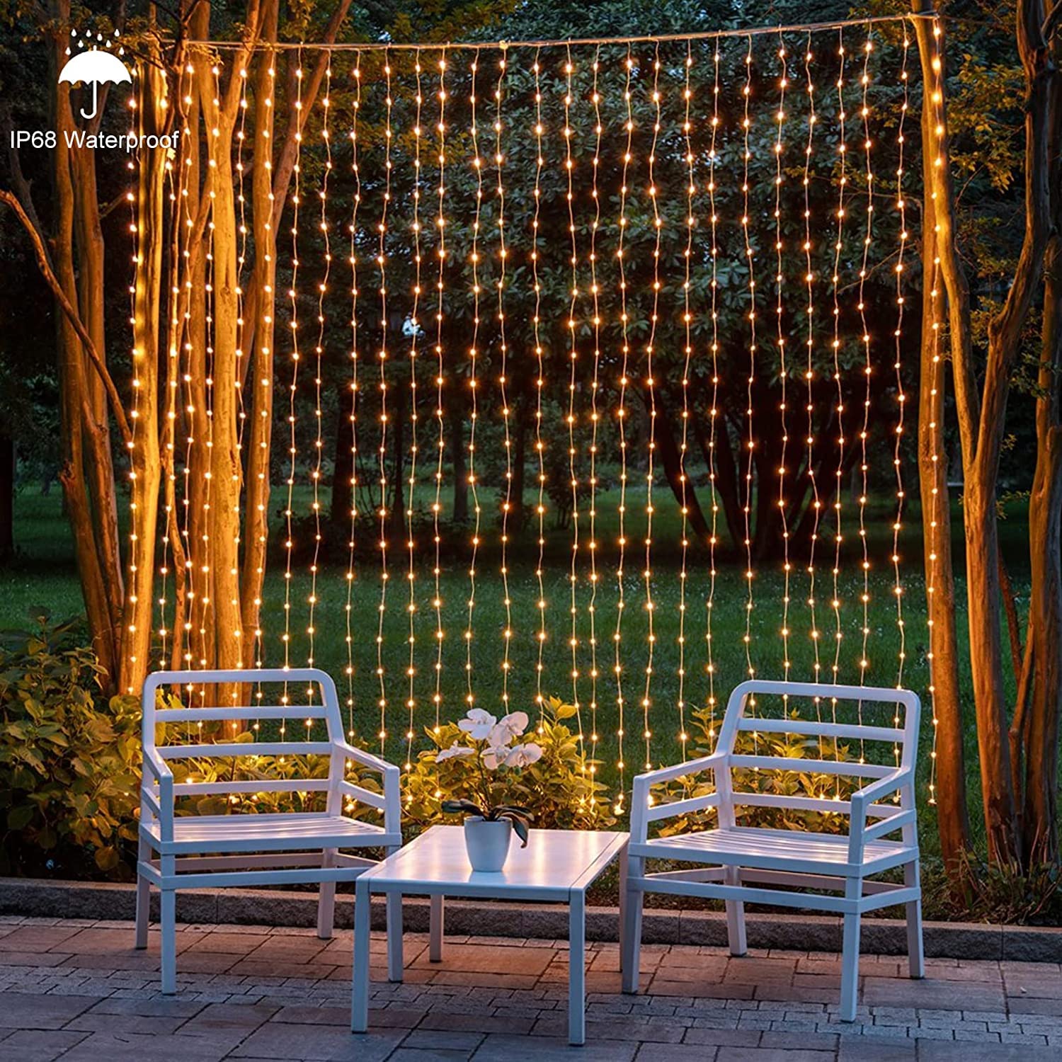 Zaiyw 1200 Led Curtain Lights 10X10Ft, Plug In Fairy Curtain Lights With Timer Remote Control Outdoor Curtain String Lights Wate
