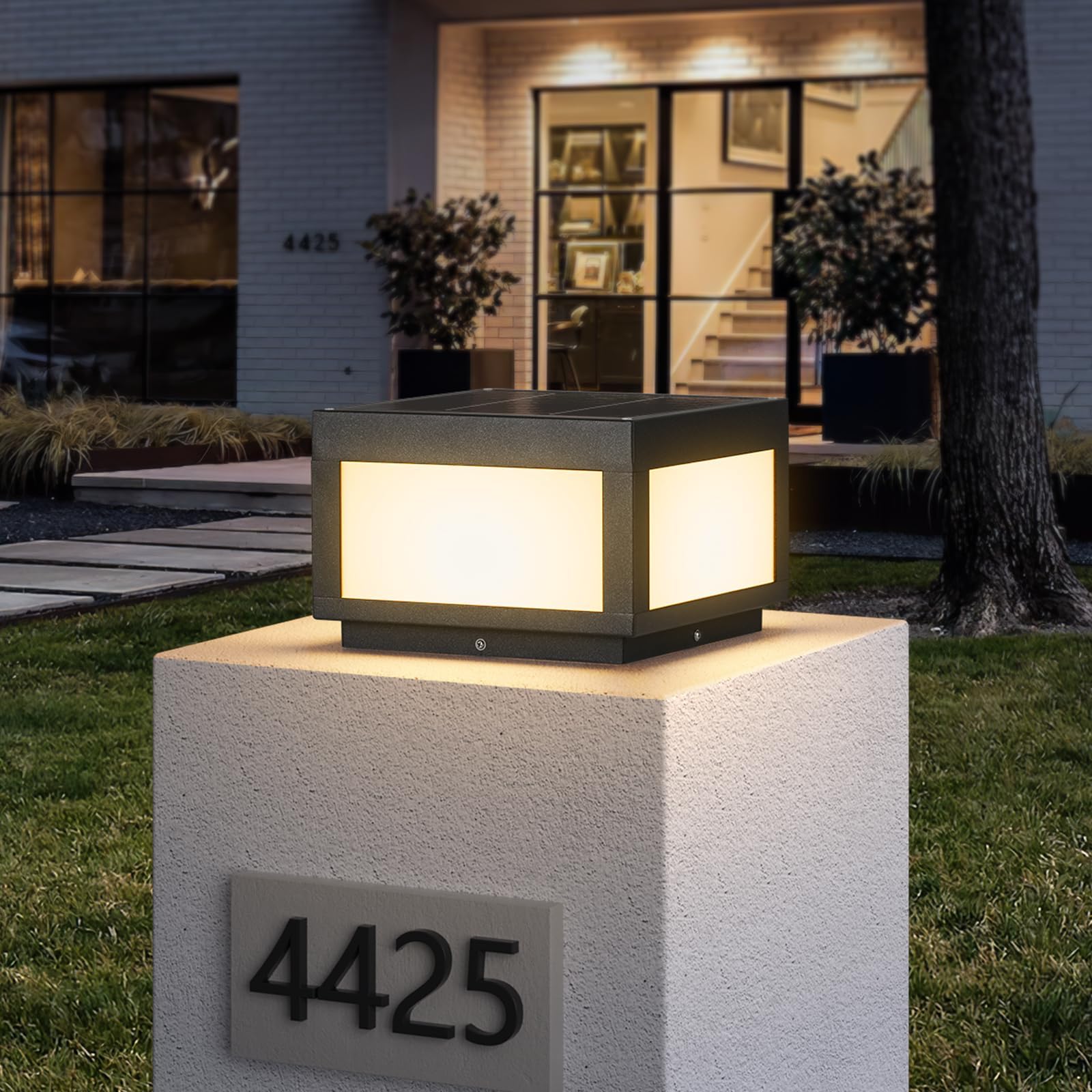 MVBT Solar Post Lights, 9.8 Modern Pillar Lights Outdoor, Dusk to Dawn Column Light Waterproof, 3000K Square Lamp Fence Posts Ca