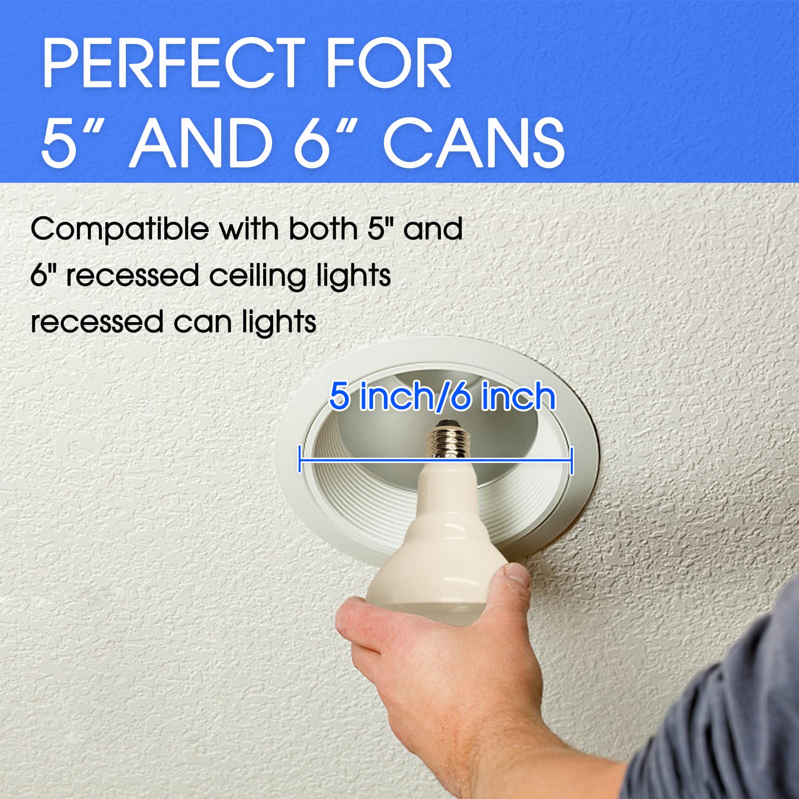 ENERGETIC SMARTER LIGHTING LED Flood Light Bulbs, 65W Equivalent, Dimmable, Daylight 5000K, 6 Count, Plastic & Metal
