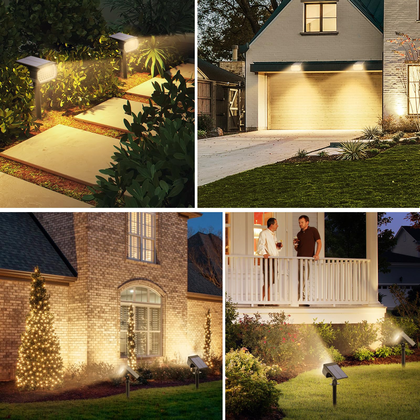 Tadyreal Solar Spot Lights 10 Pack, 46 LED, Waterproof, 3 Modes, Warm White, Auto On/Off, for Yard Garden Pathway