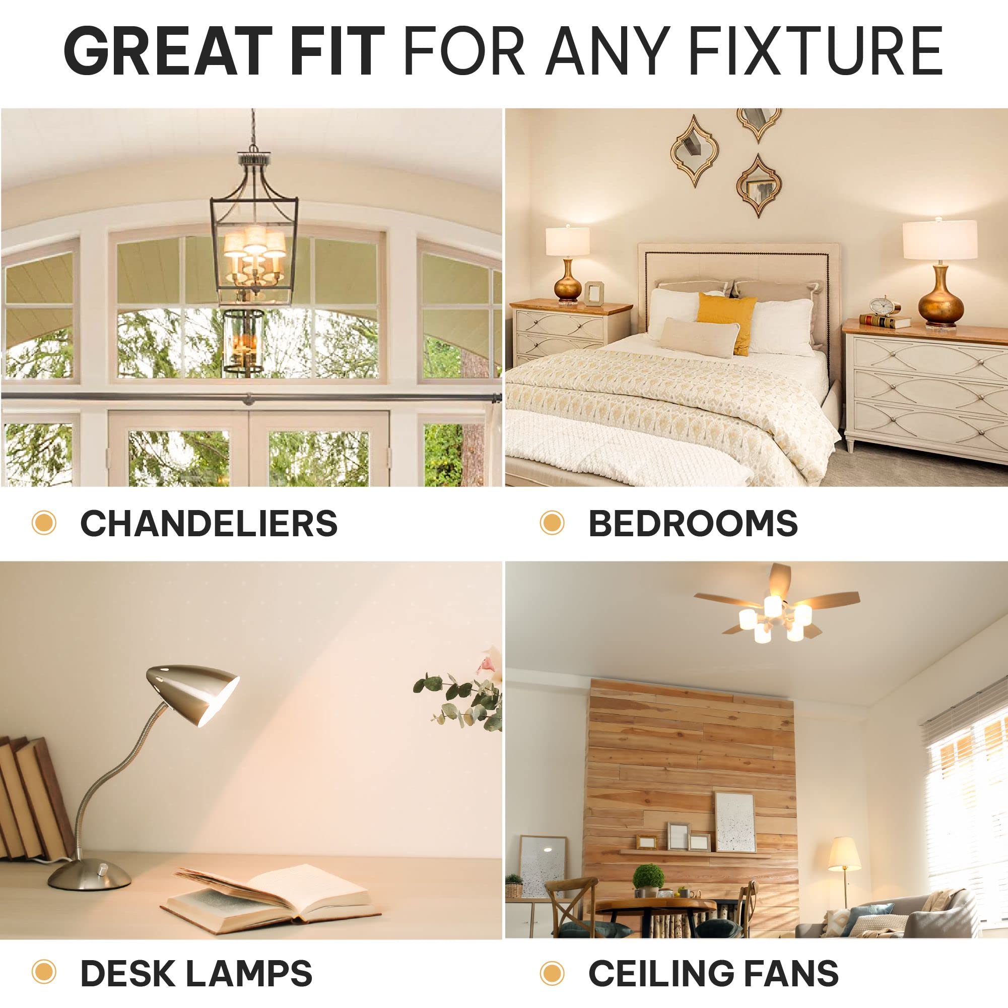 Dimmable E12 Led Candelabra Bulb Set - 4W, 40W Equivalent - 2700Kwarm Light Vintage Style Candle Lightbulb For Chandelier, Ceili